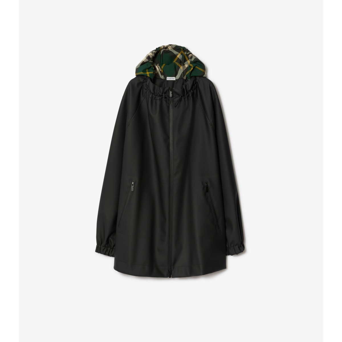 Burberry Vintage-check Hooded Parka Coat In Black