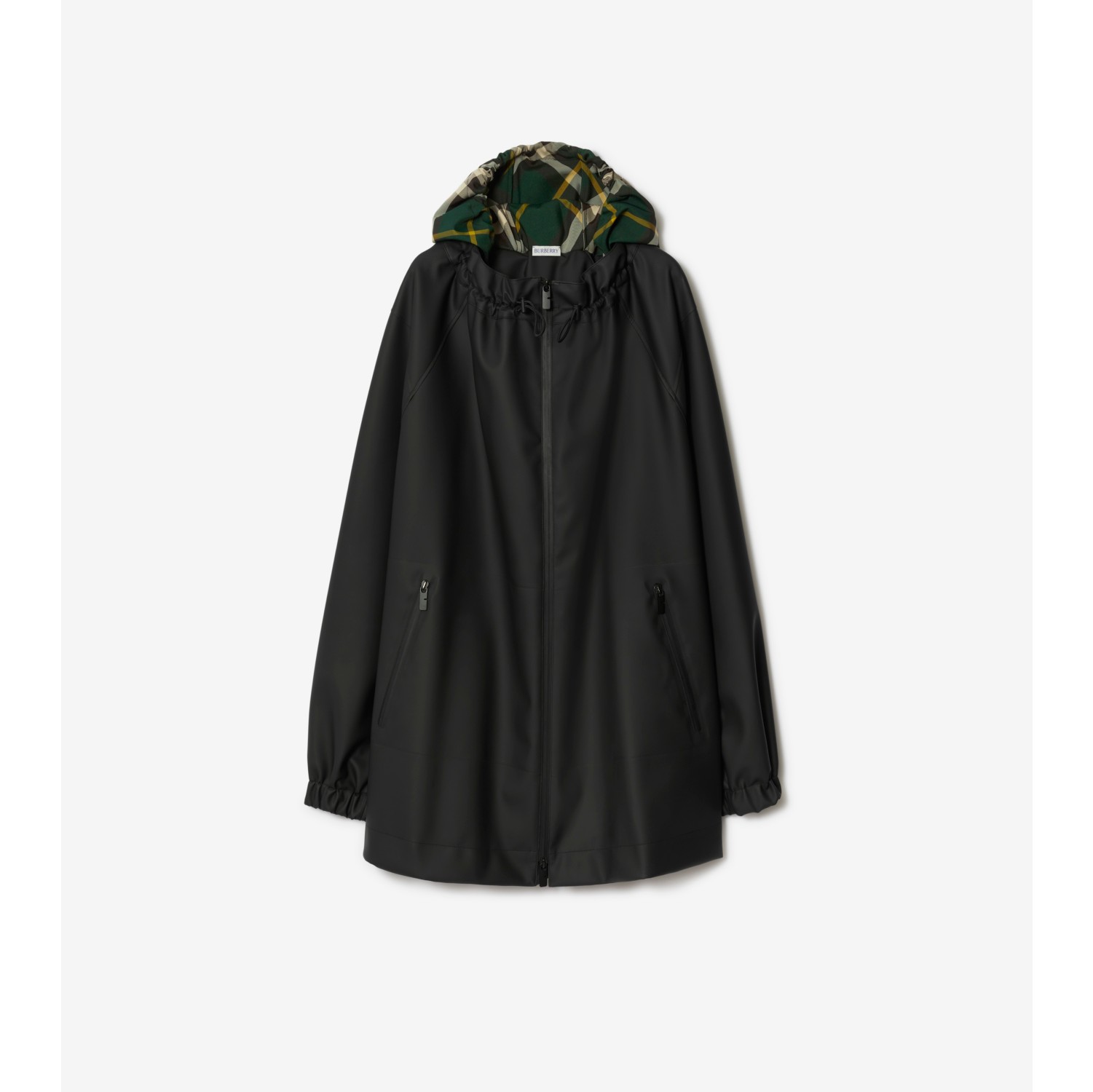 Check Hood Parka in Black Men Burberry Official