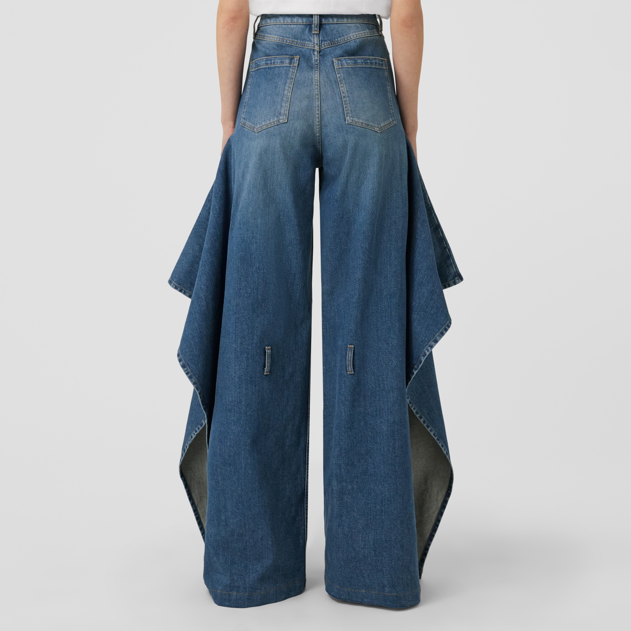 Stonewashed Denim Wide-leg Jeans in Deep Slate Blue - Women | Burberry® Official - 3