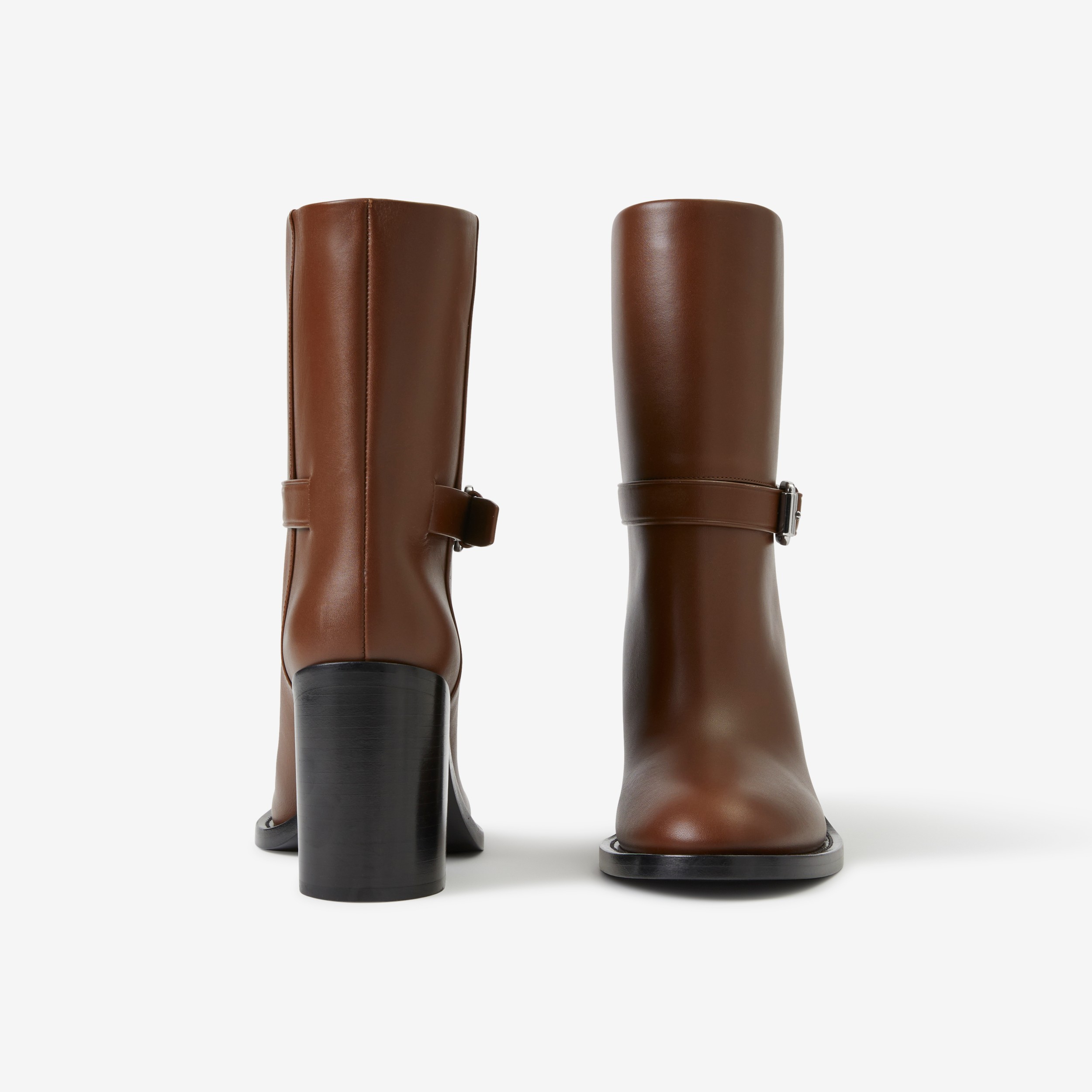 Leather Ankle Boots in Pine Cone Brown - Women | Burberry® Official - 4