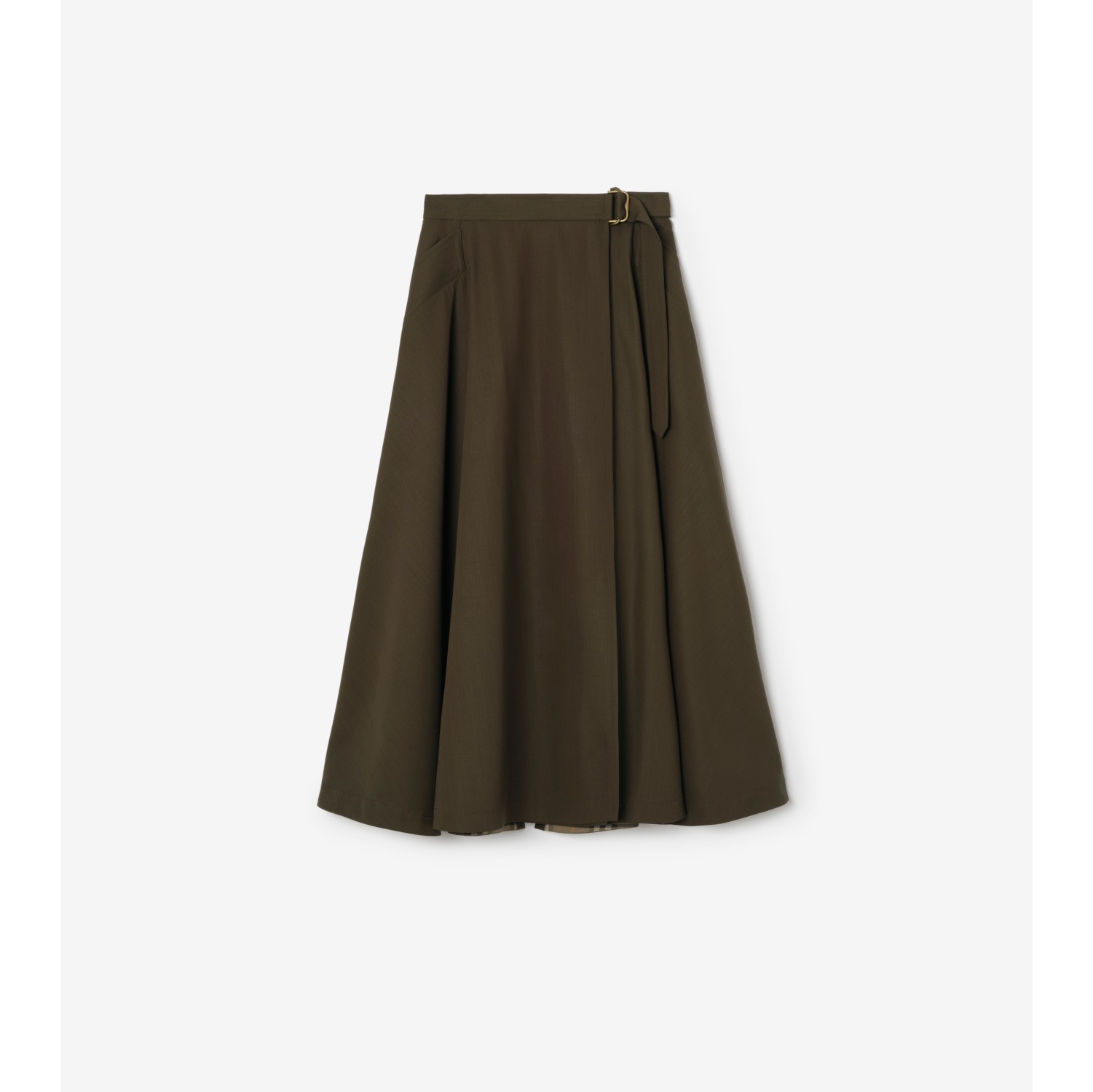Wool Twill Midi Skirt