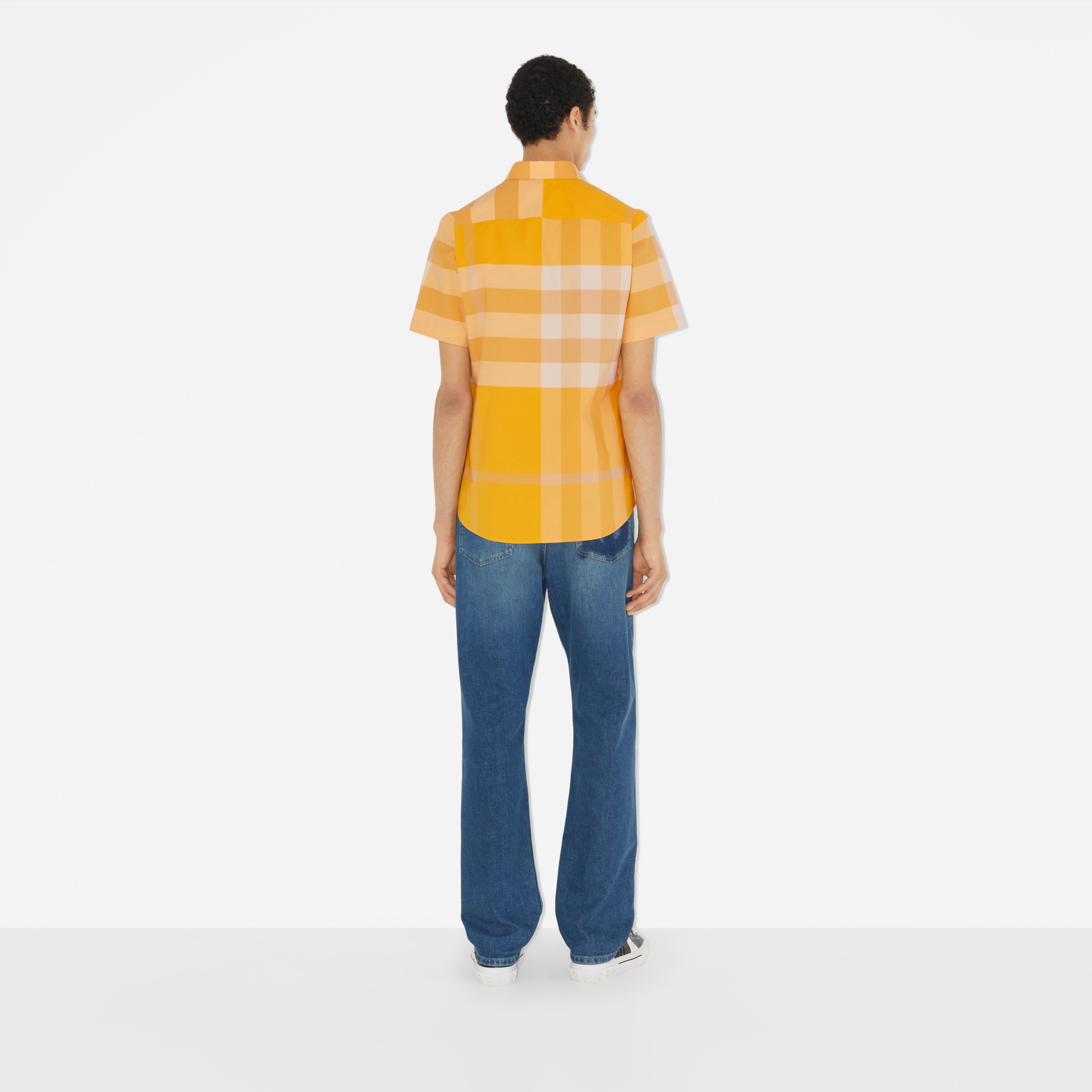 Short-sleeve Check Cotton Poplin Shirt in Marigold - Men | Burberry® Official - 4