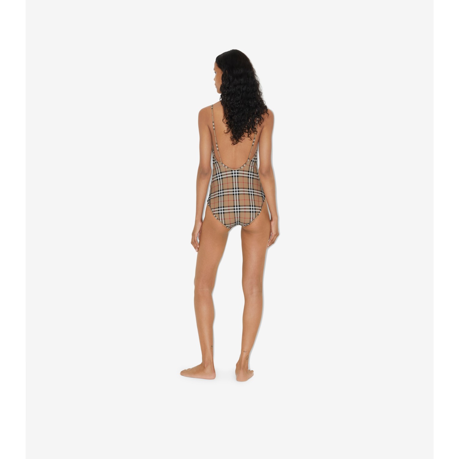 Maillot de bain Check Beige d archive Femme Nylon Site officiel Burberry