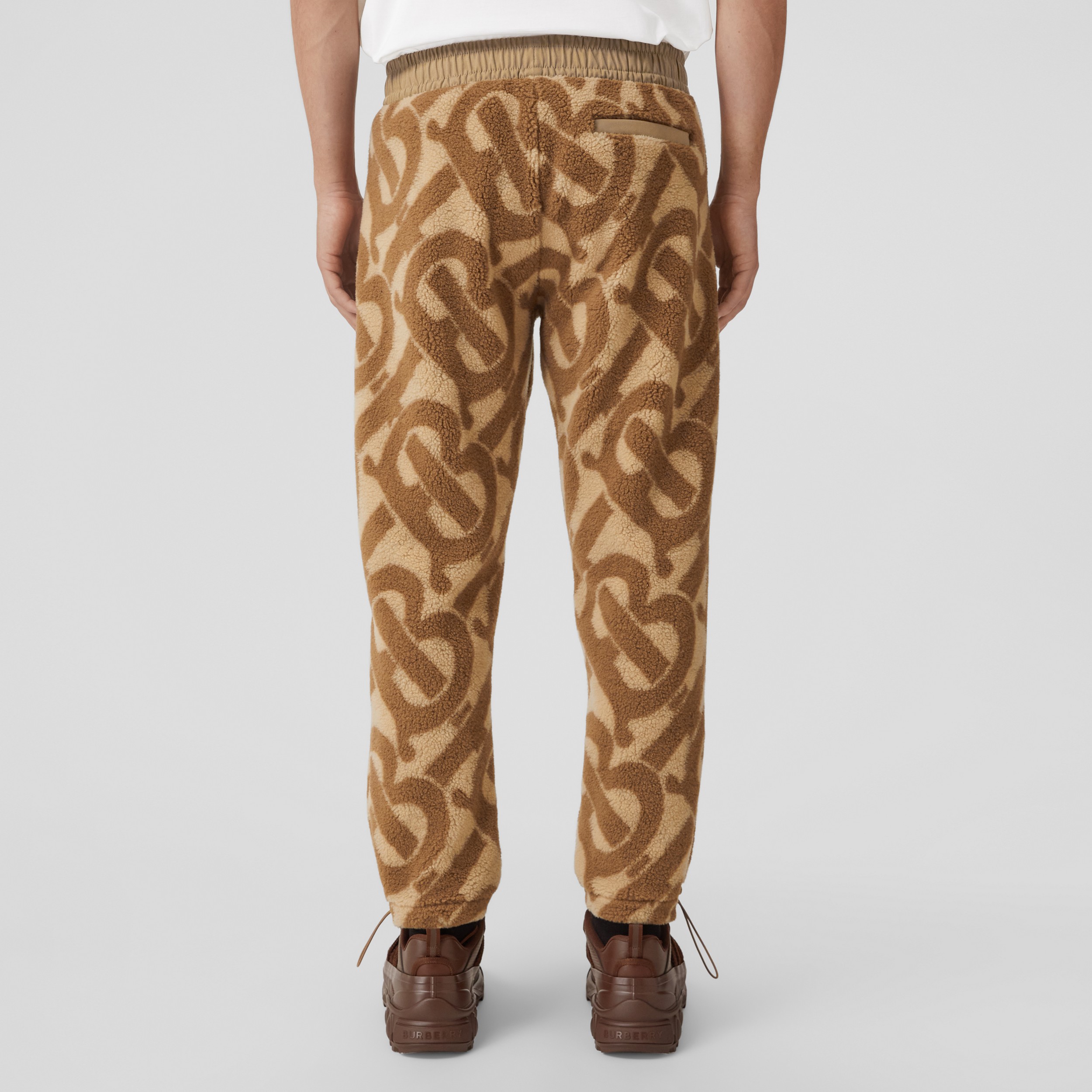 Monogram Fleece Jacquard Jogging Pants in Soft Fawn - Men | Burberry® Official - 3