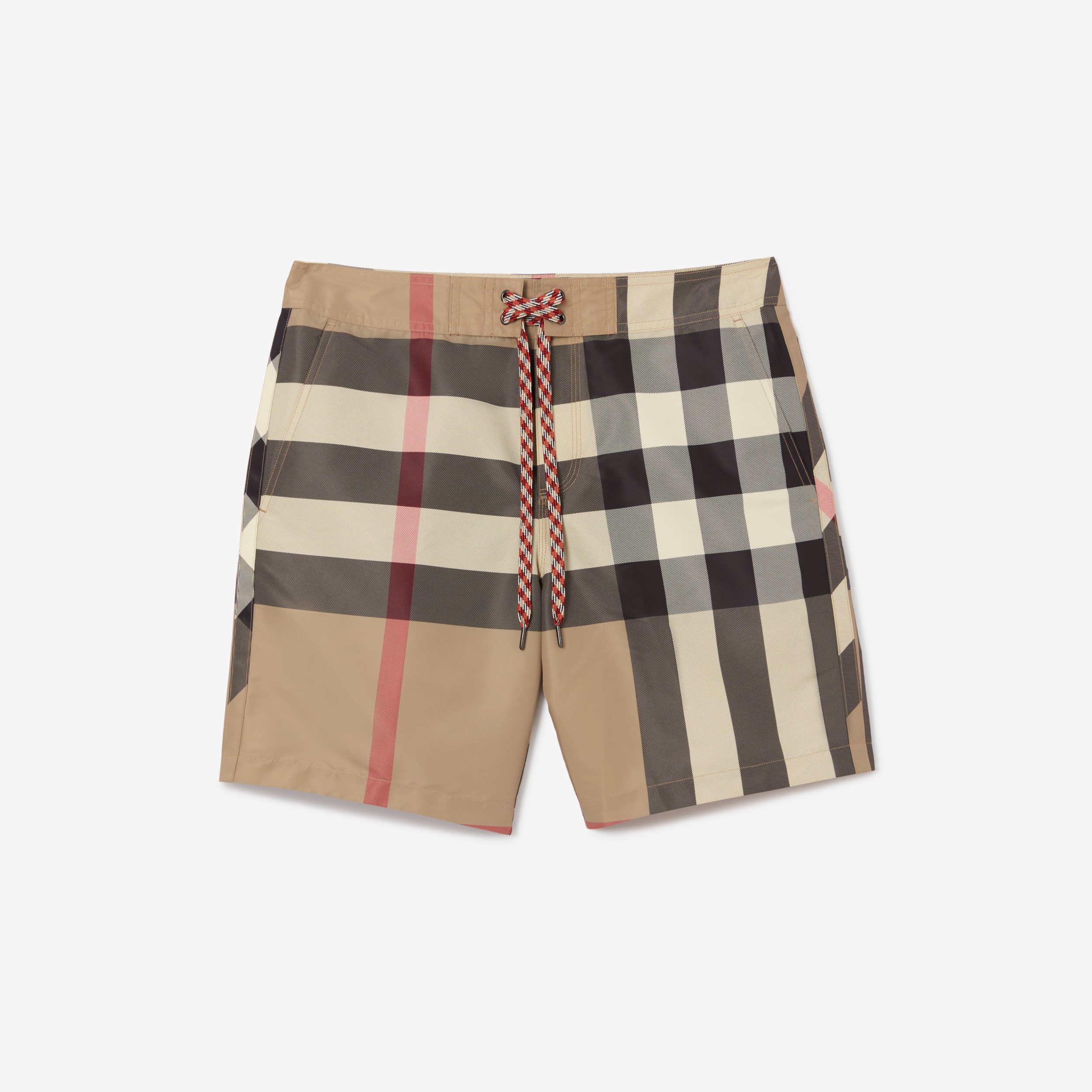 Check Drawcord Swim Shorts in Archive Beige - Men | Burberry® Official