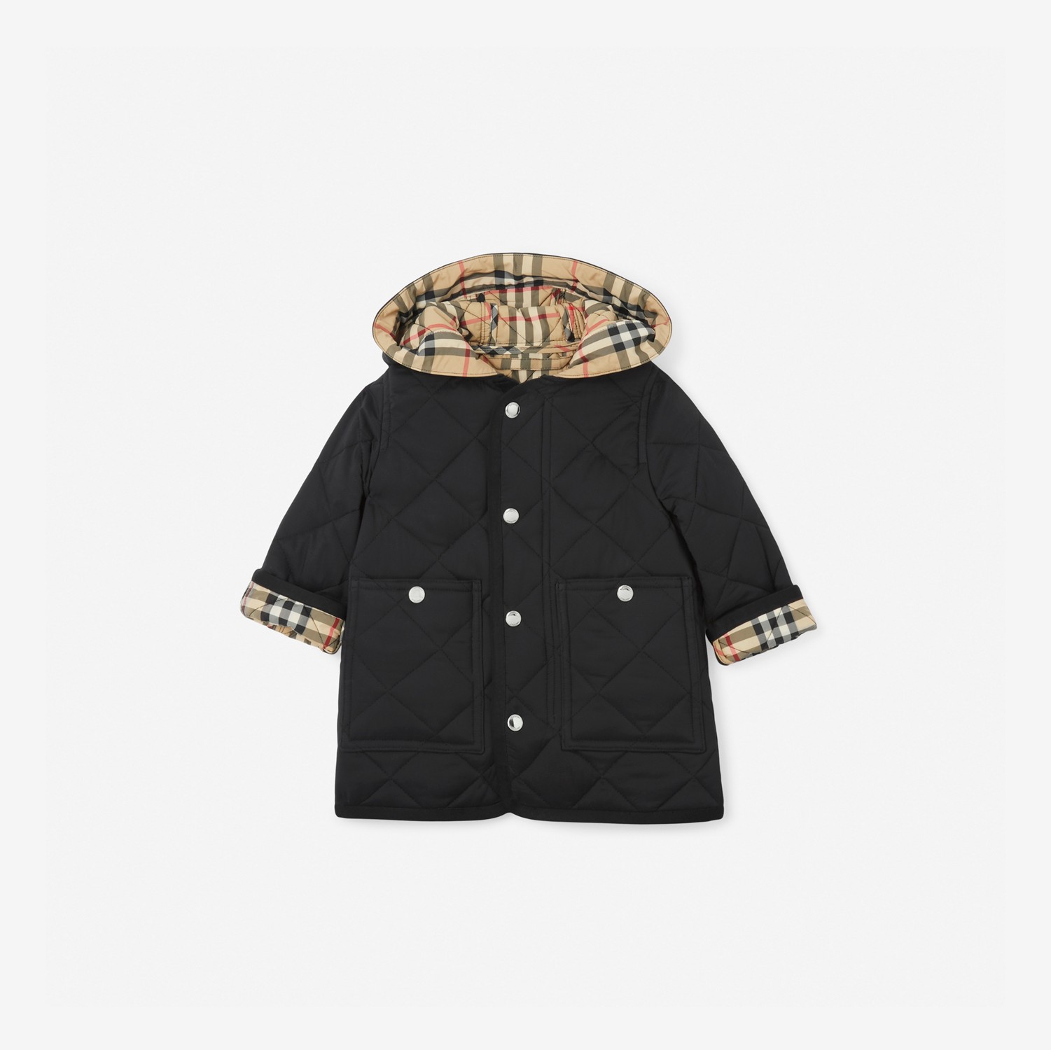 Manteau à capuche en nylon matelassé (Noir) - Enfant | Site officiel Burberry®