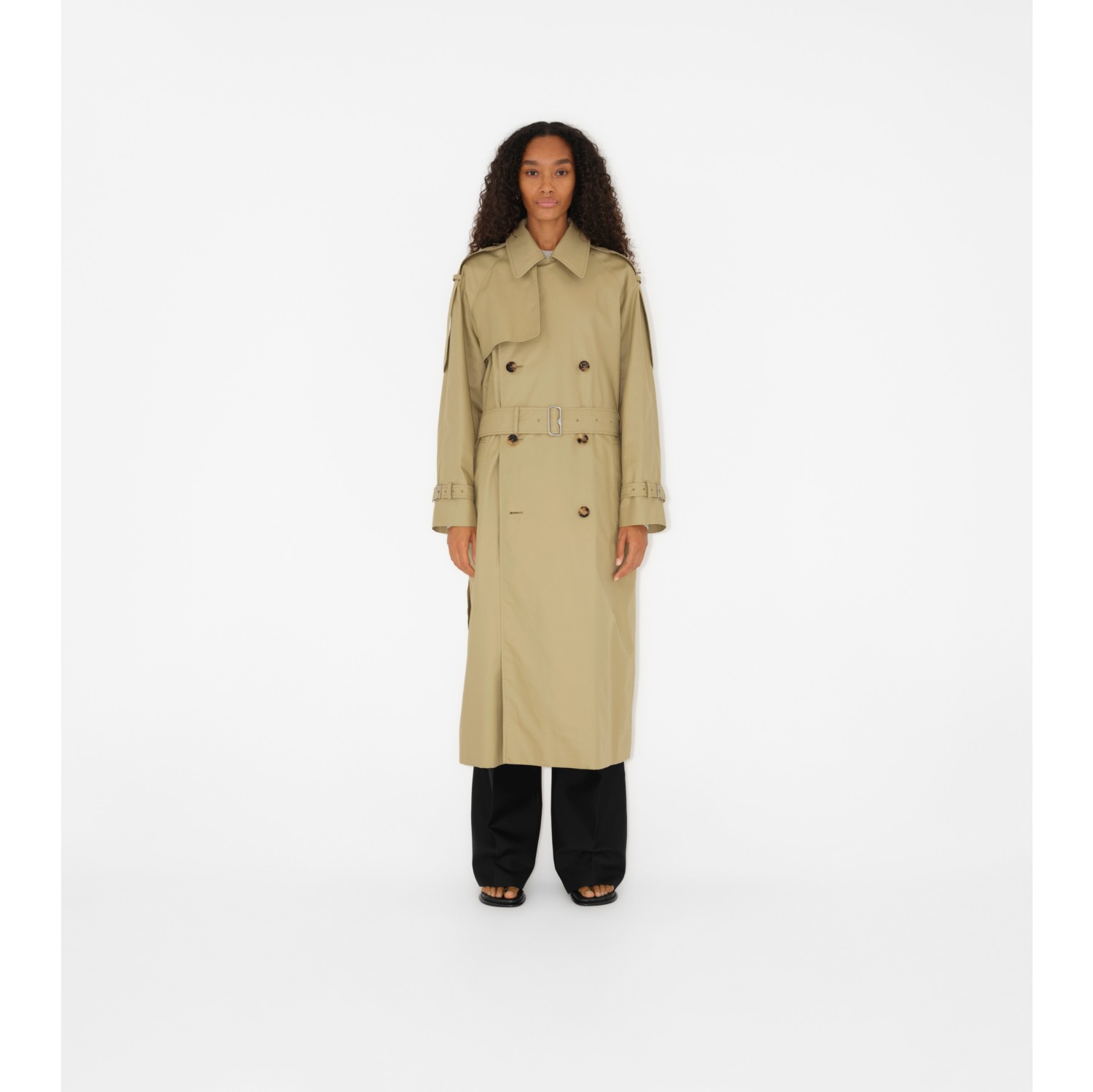 Long Highgrove Castleford Trench Coat in Hunter - Women, Cotton Gabardine | Burberry® Official