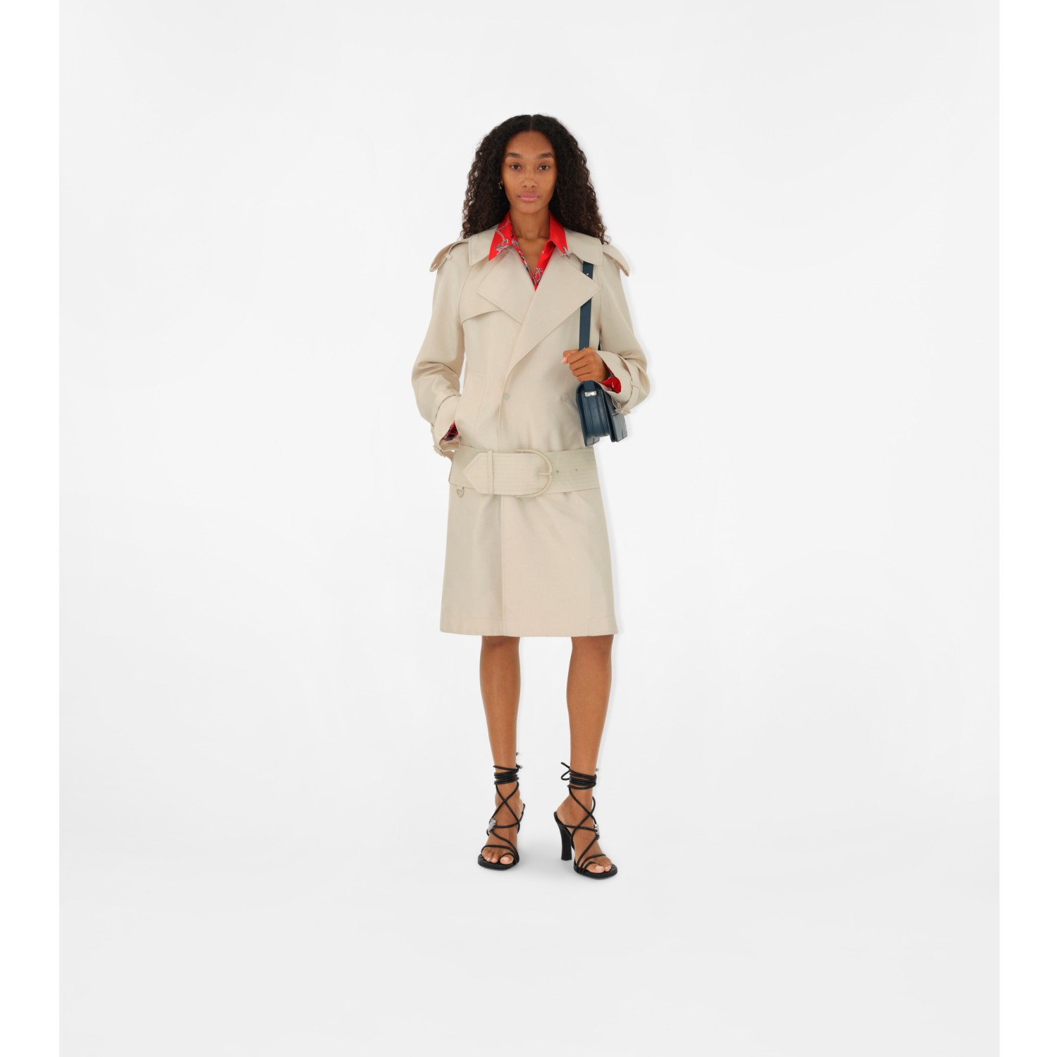 Mid-length Silk Blend Trench Coat in Grain - Women | Burberry® Official