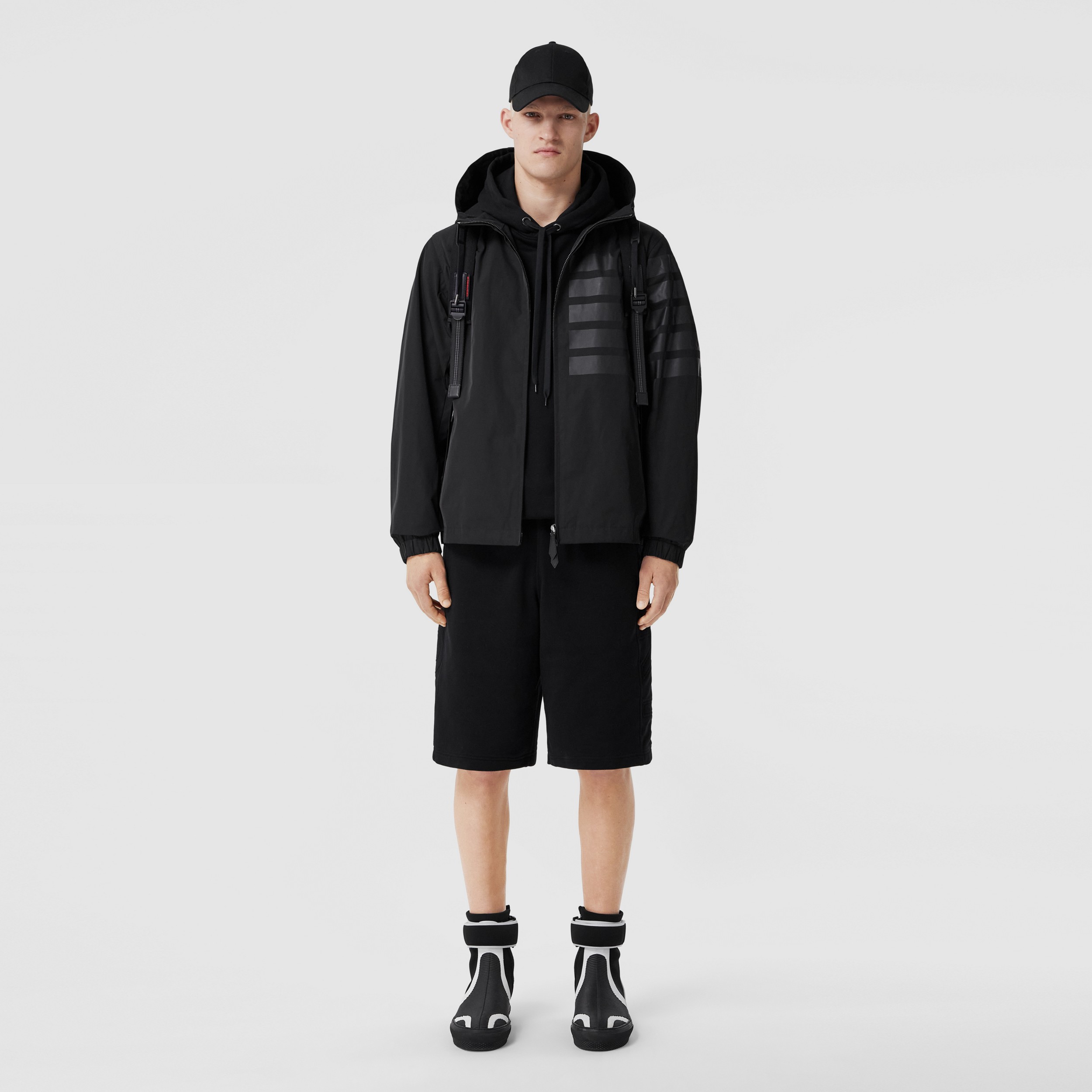 Horseferry Embossed Hooded Jacket in Black - Men | Burberry® Official - 1