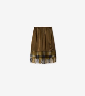 Satin and Check Scarf Skirt in Camp - Women, Technical | Burberry® Official