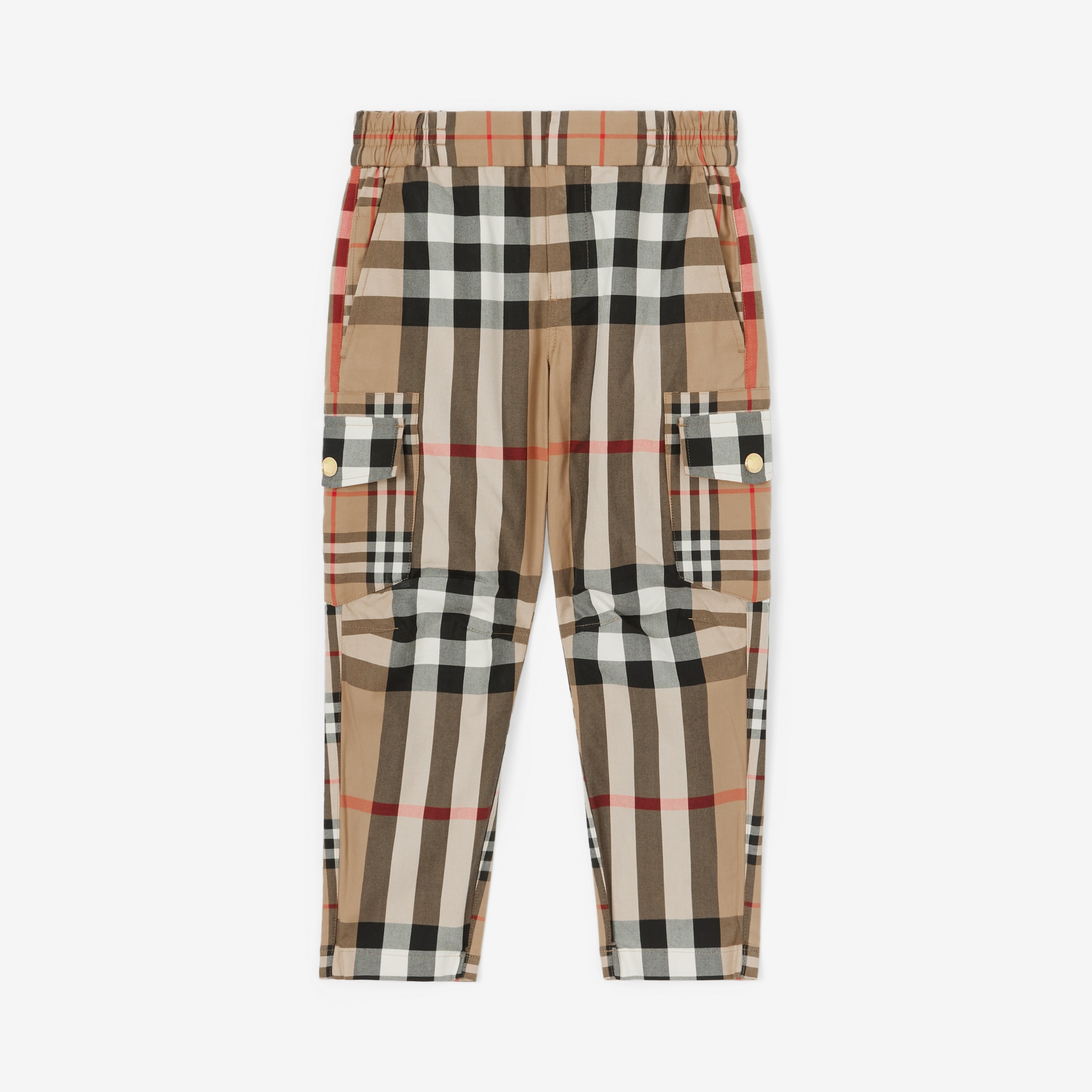 Contrast Check Cotton Cargo Trousers in Archive Beige | Burberry® Official - 1