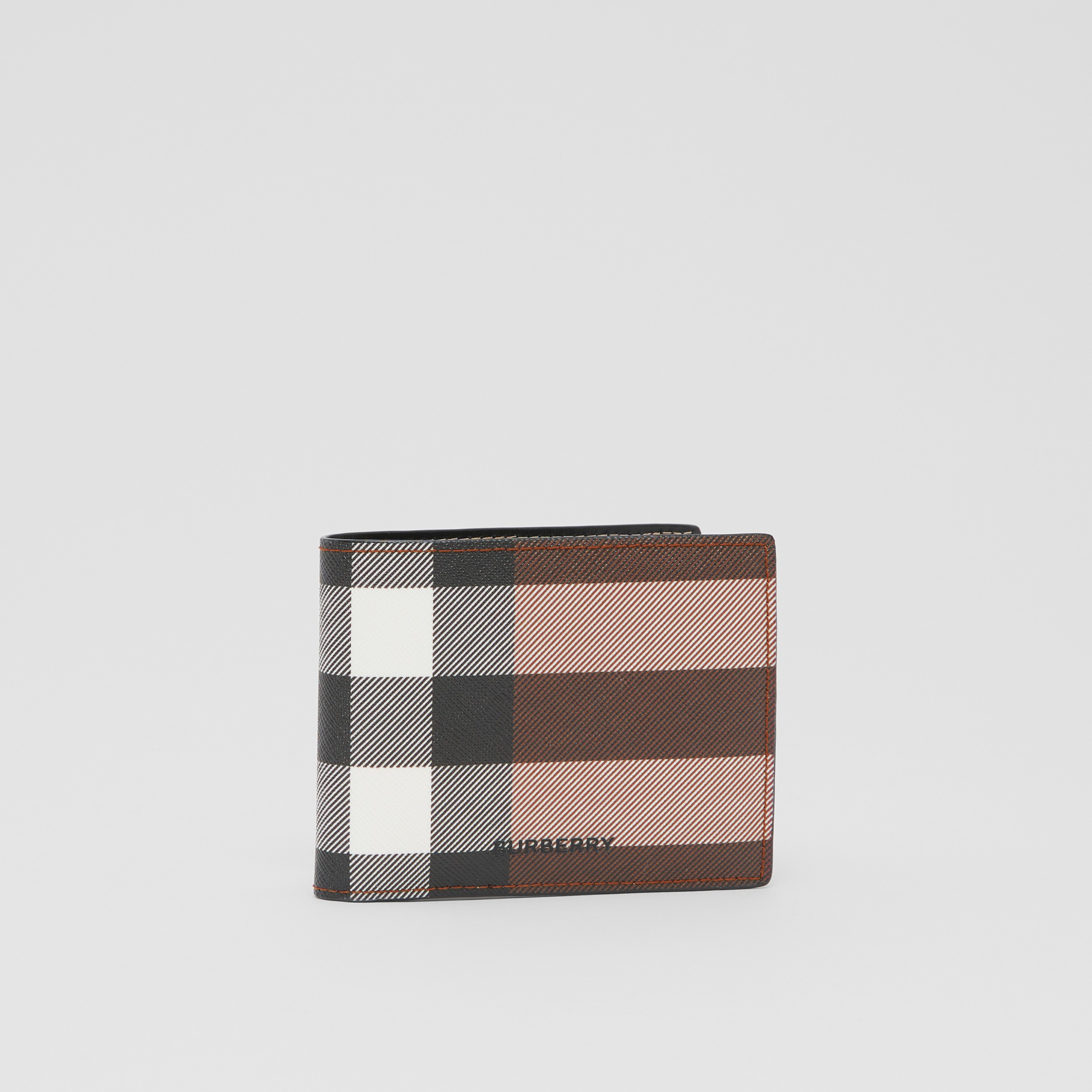 Check and Leather Bifold ID Wallet in Dark Birch Brown - Men | Burberry® Official - 4