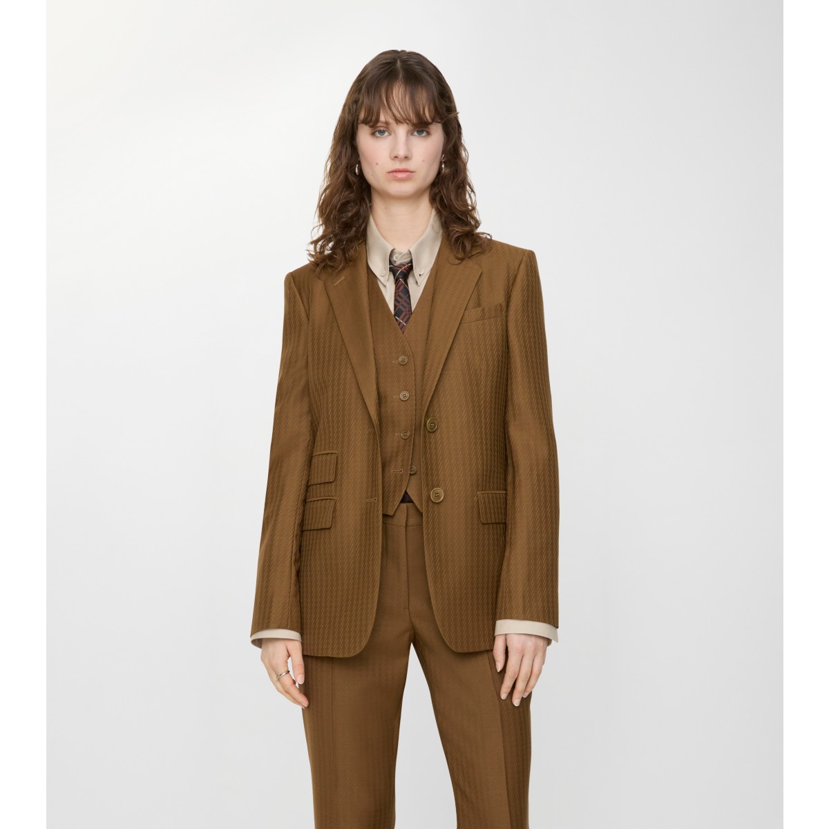  Stripe Wool Mohair Tailored Jacket