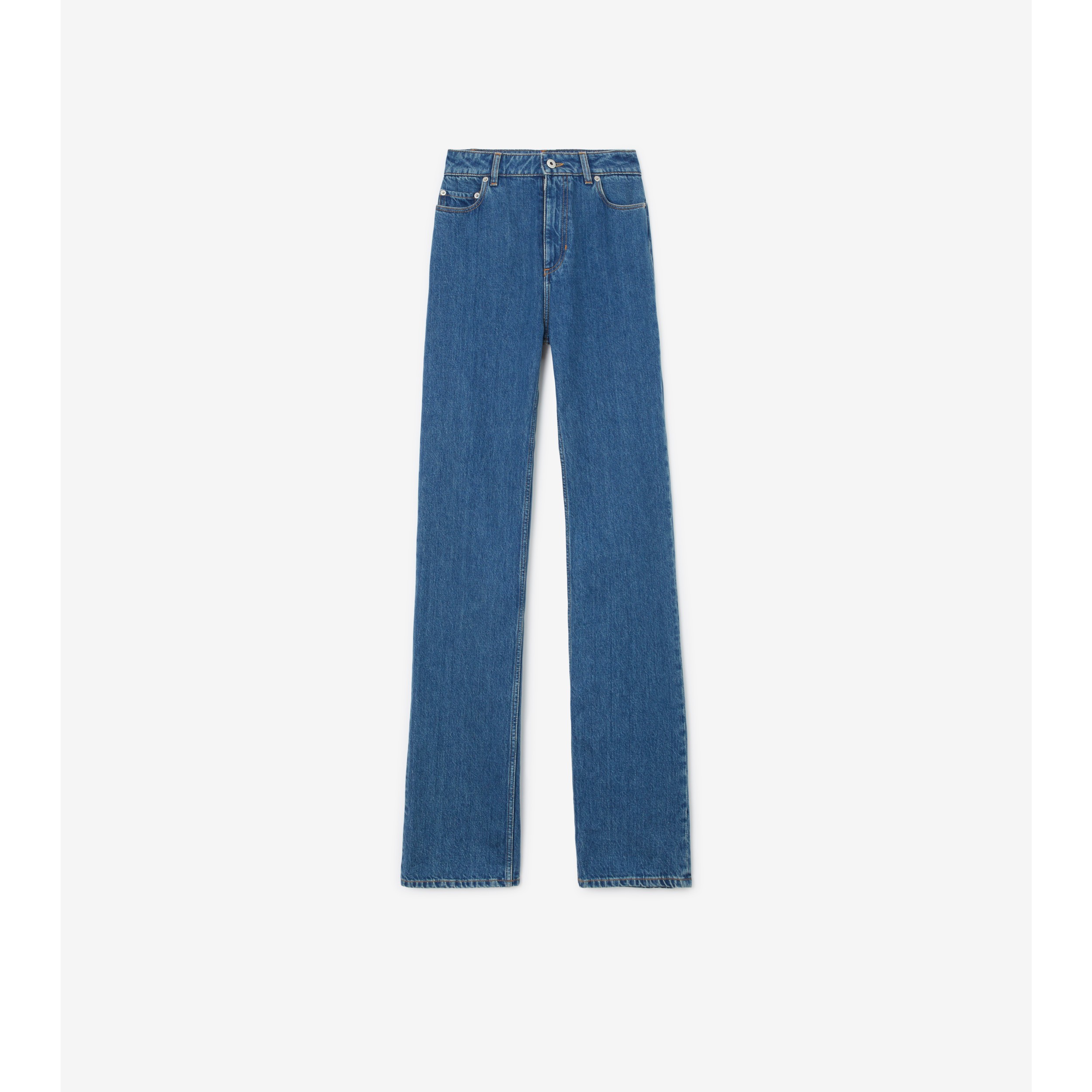 Straight Fit Jeans in Classic blue - Women, Cotton | Burberry® Official