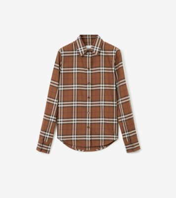 Burberry - Vintage Check Button-Down Shirt - Women - Cotton/Polyester/Elastane - 10 - Brown