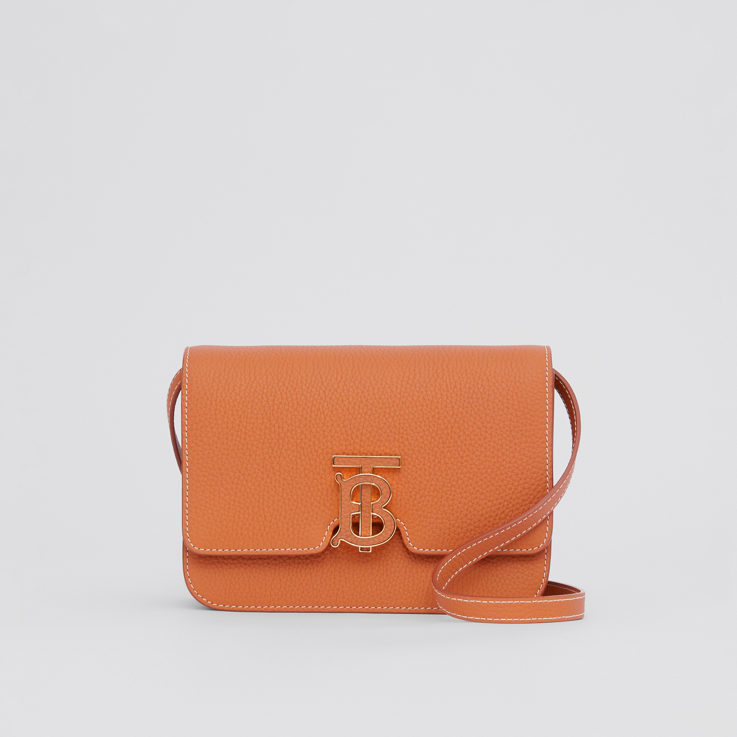 Small Topstitched Grainy Leather TB Bag in Warm Russet Brown - Women | Burberry® Official - 1