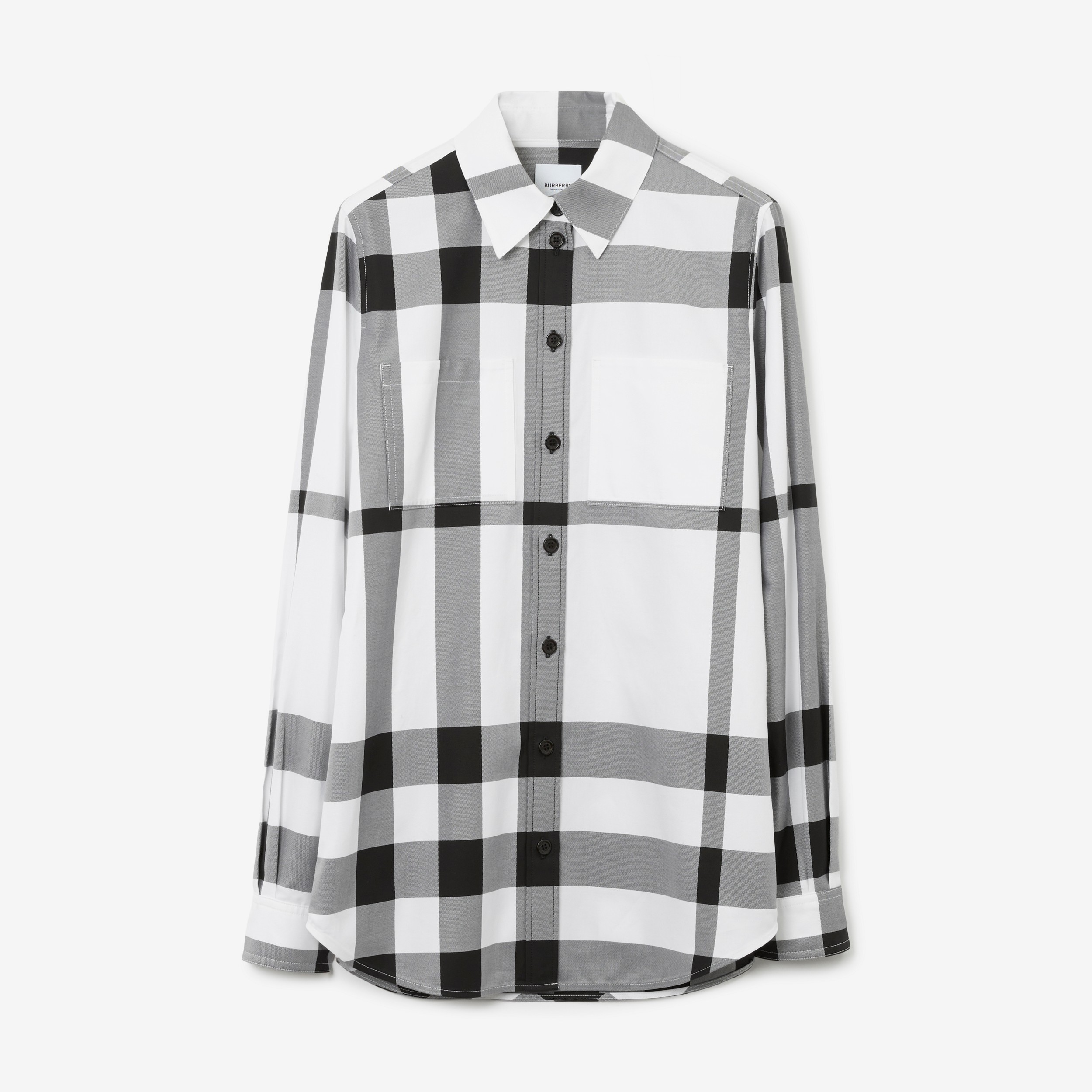 Check Cotton Shirt in Monochrome - Women | Burberry® Official - 1