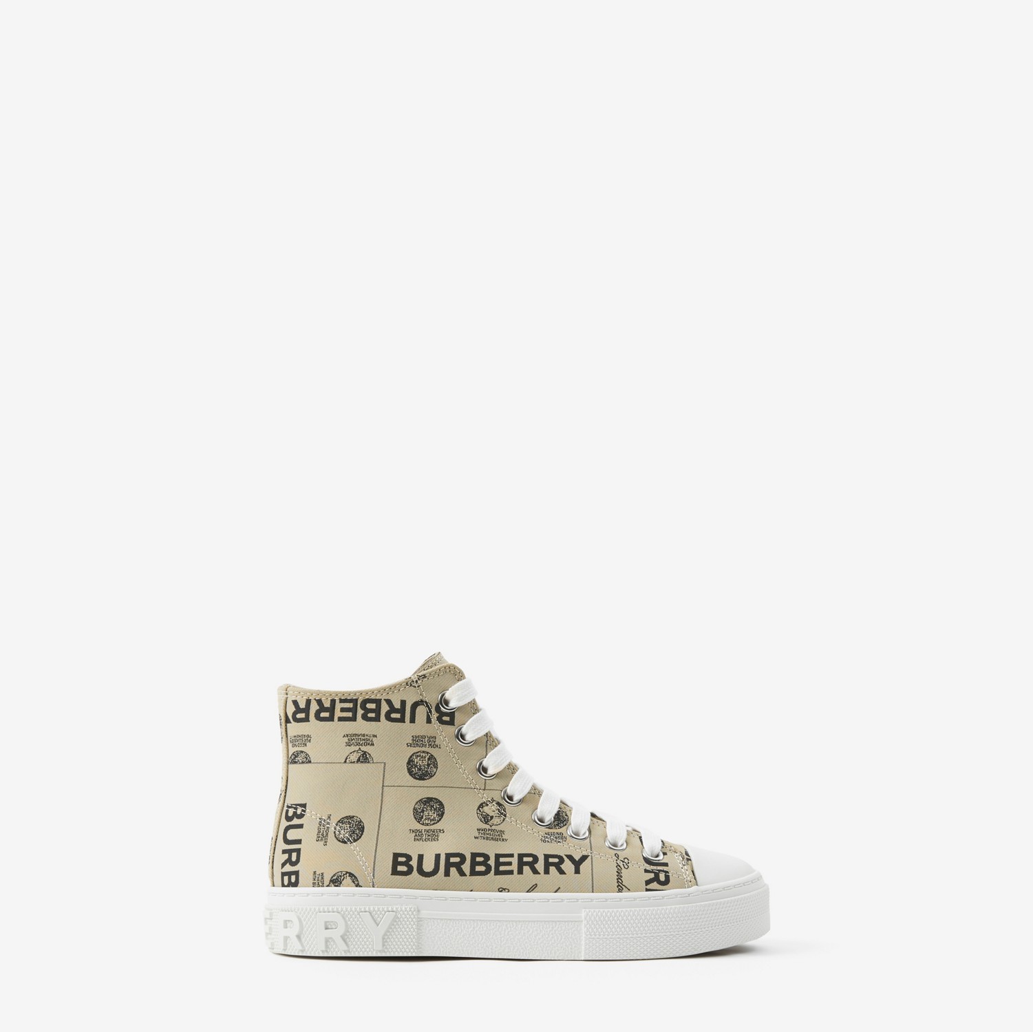 Label Print High-top Sneakers in Archive Beige - Children | Burberry® Official