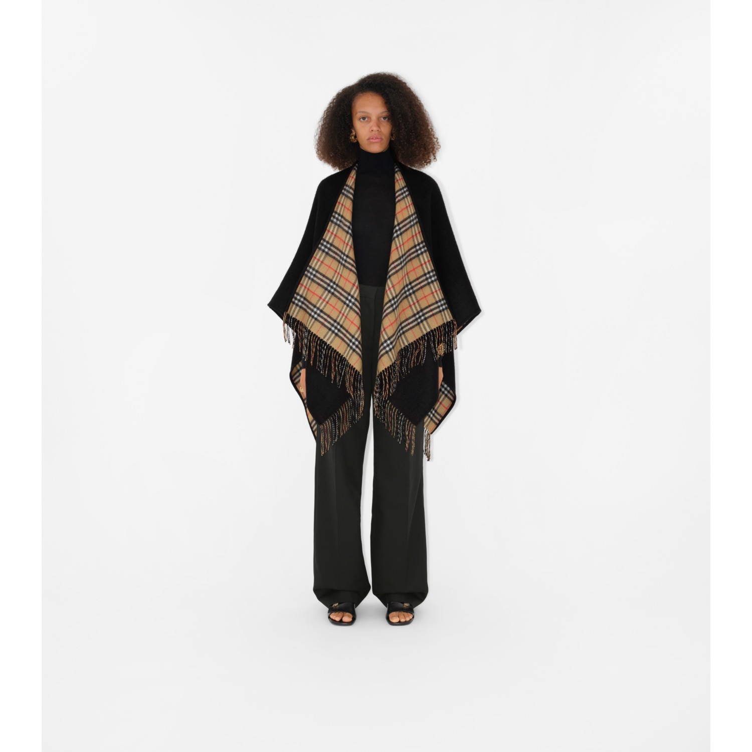 Check Wool Reversible Cape - thumbnail 6