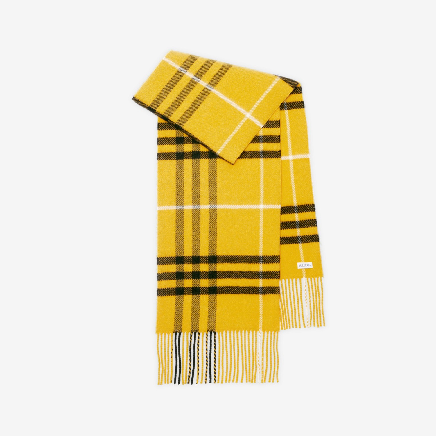 格纹羊毛羊绒混纺围巾 (秋梨黄) | Burberry® 博柏利官网