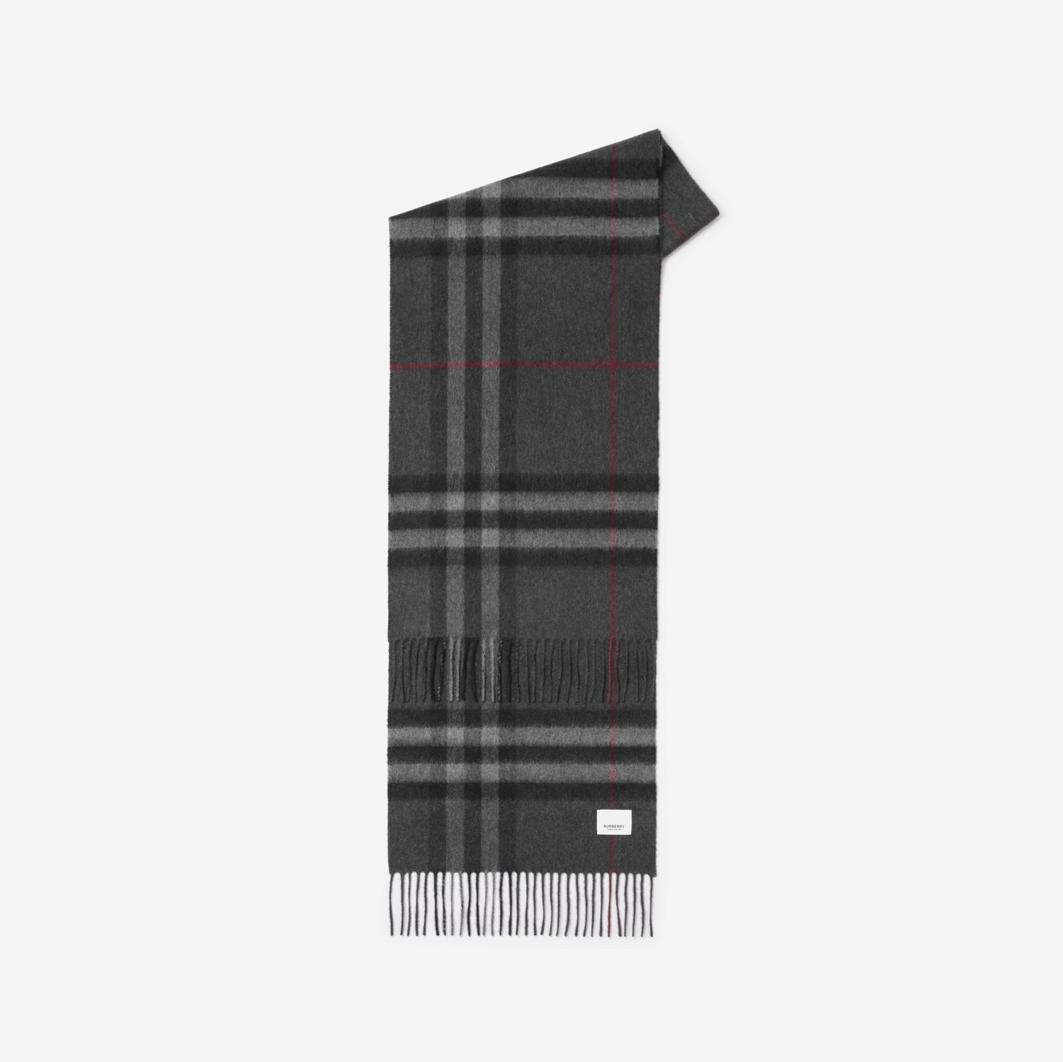 Burberry 格纹羊绒围巾 (炭灰色) | Burberry® 博柏利官网