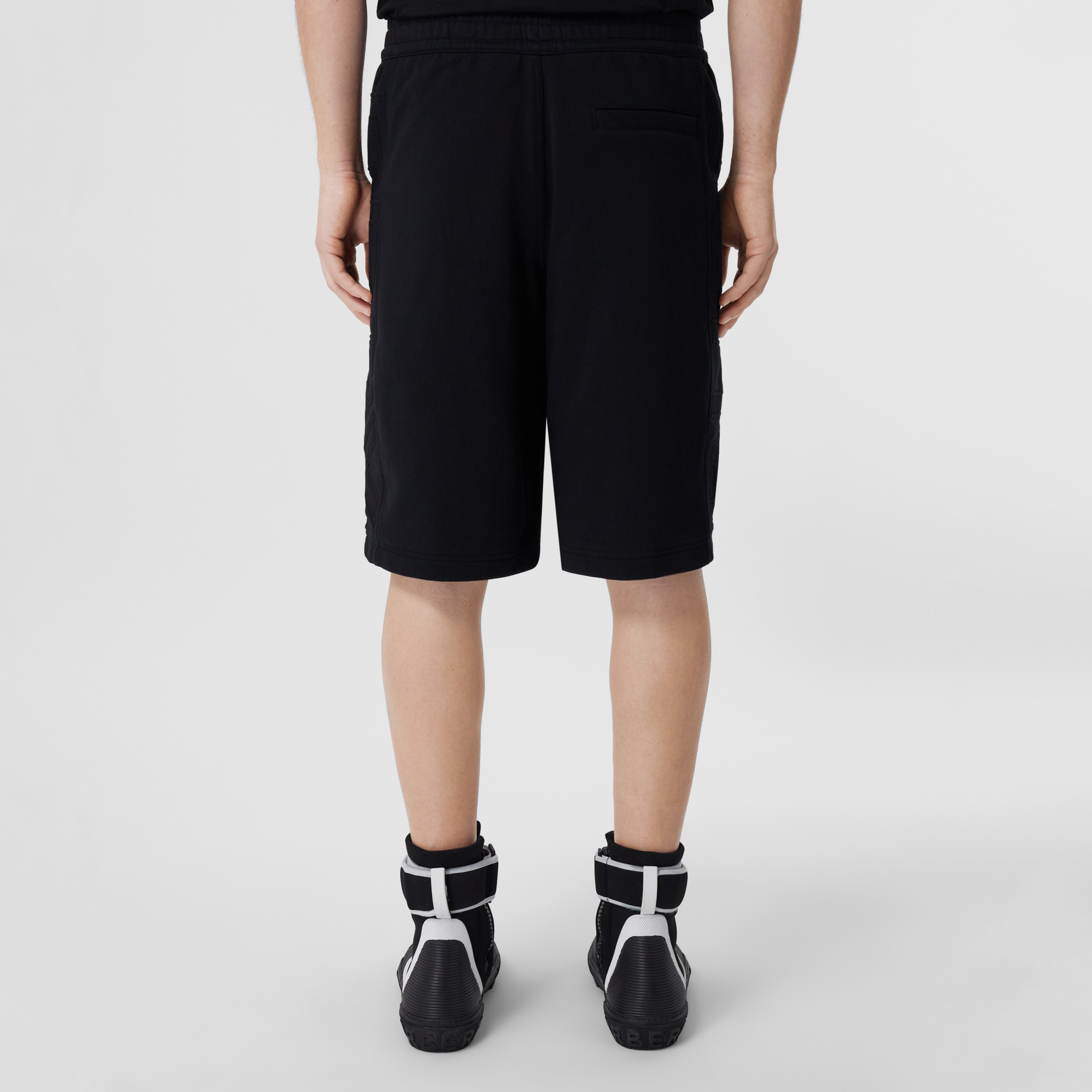 Logo Print Cotton Drawcord Shorts in Black Men Burberry® Official