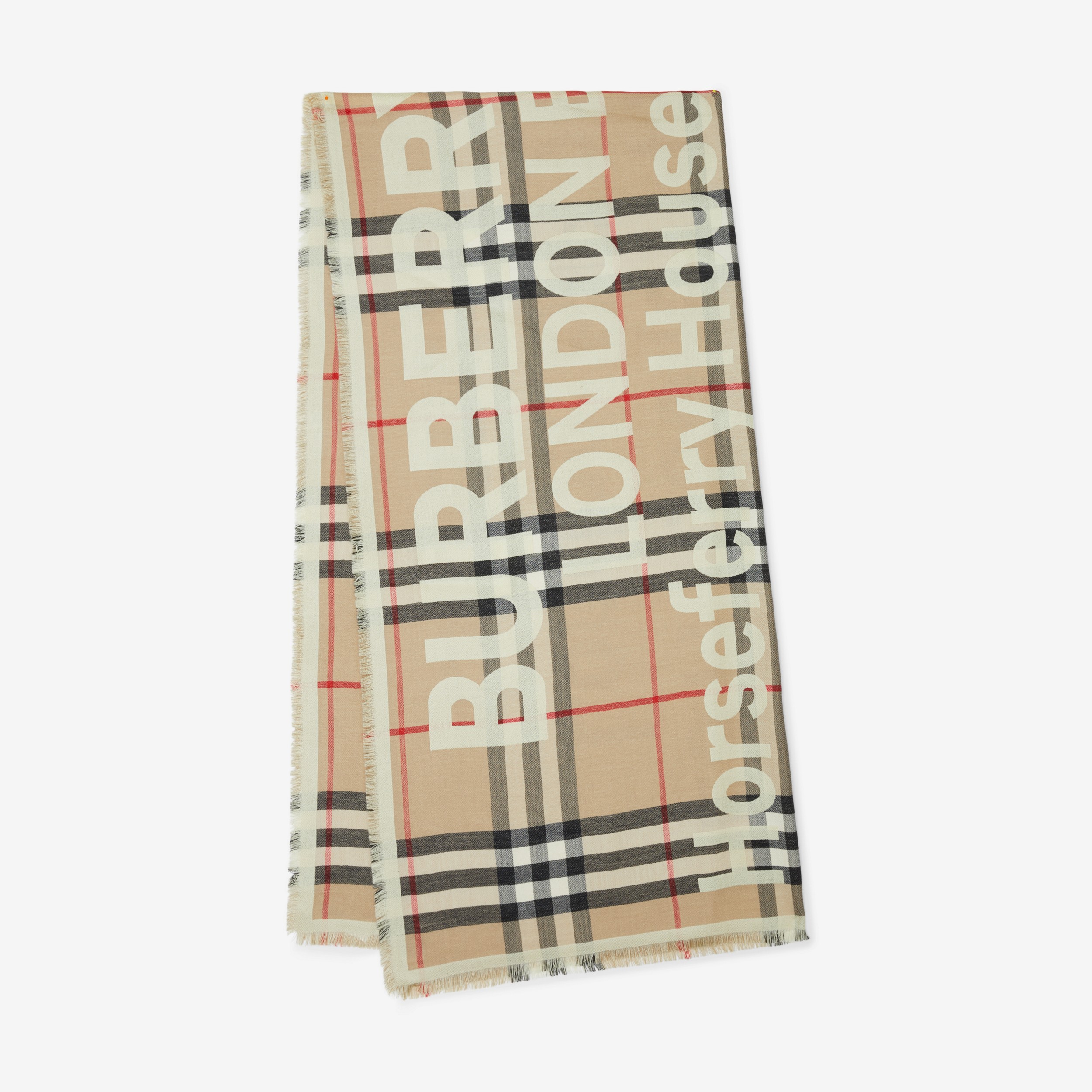 Pañuelo ligero en seda y cachemir con collage (Amarillo Intenso) | Burberry® oficial - 1