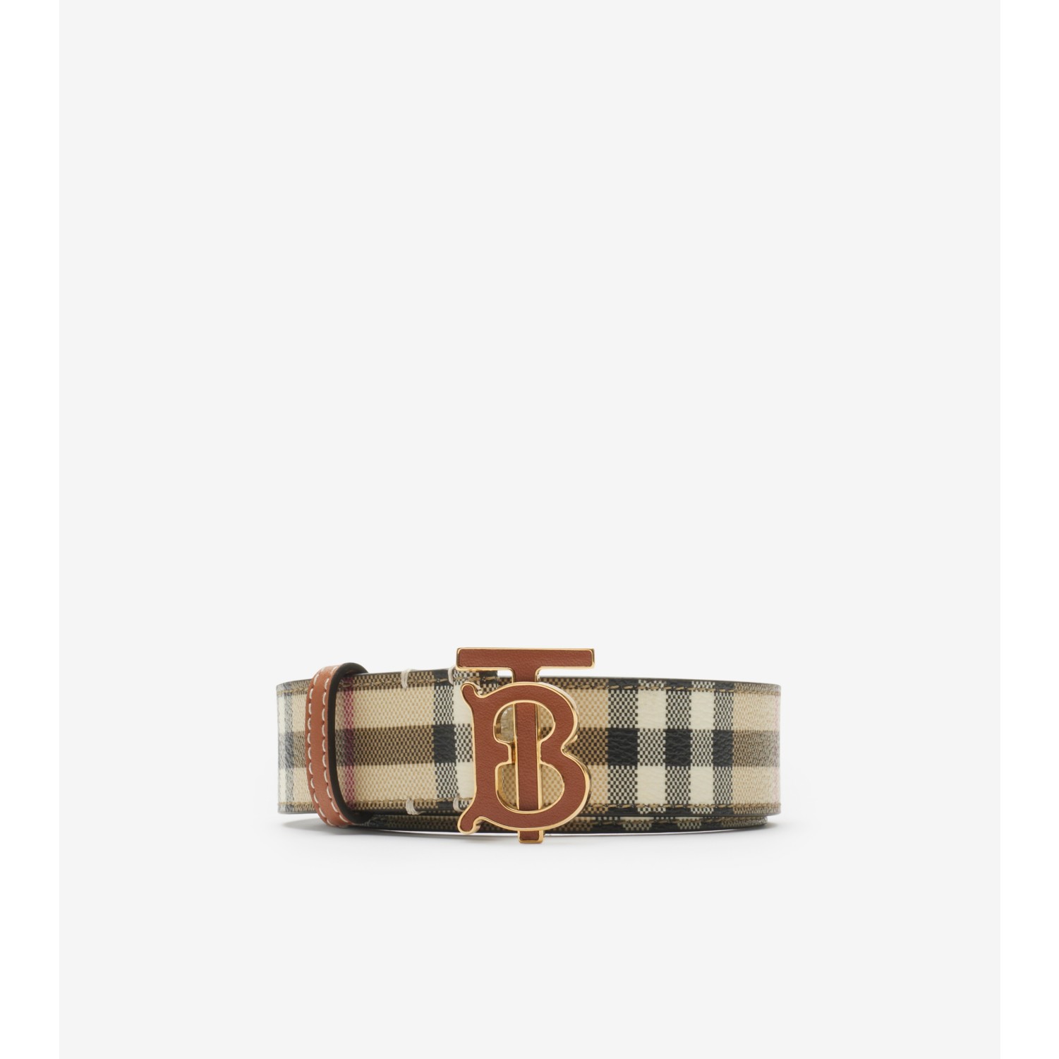 Check TB Belt in Archive beige briar brown Women Vintage Check Burberry Official