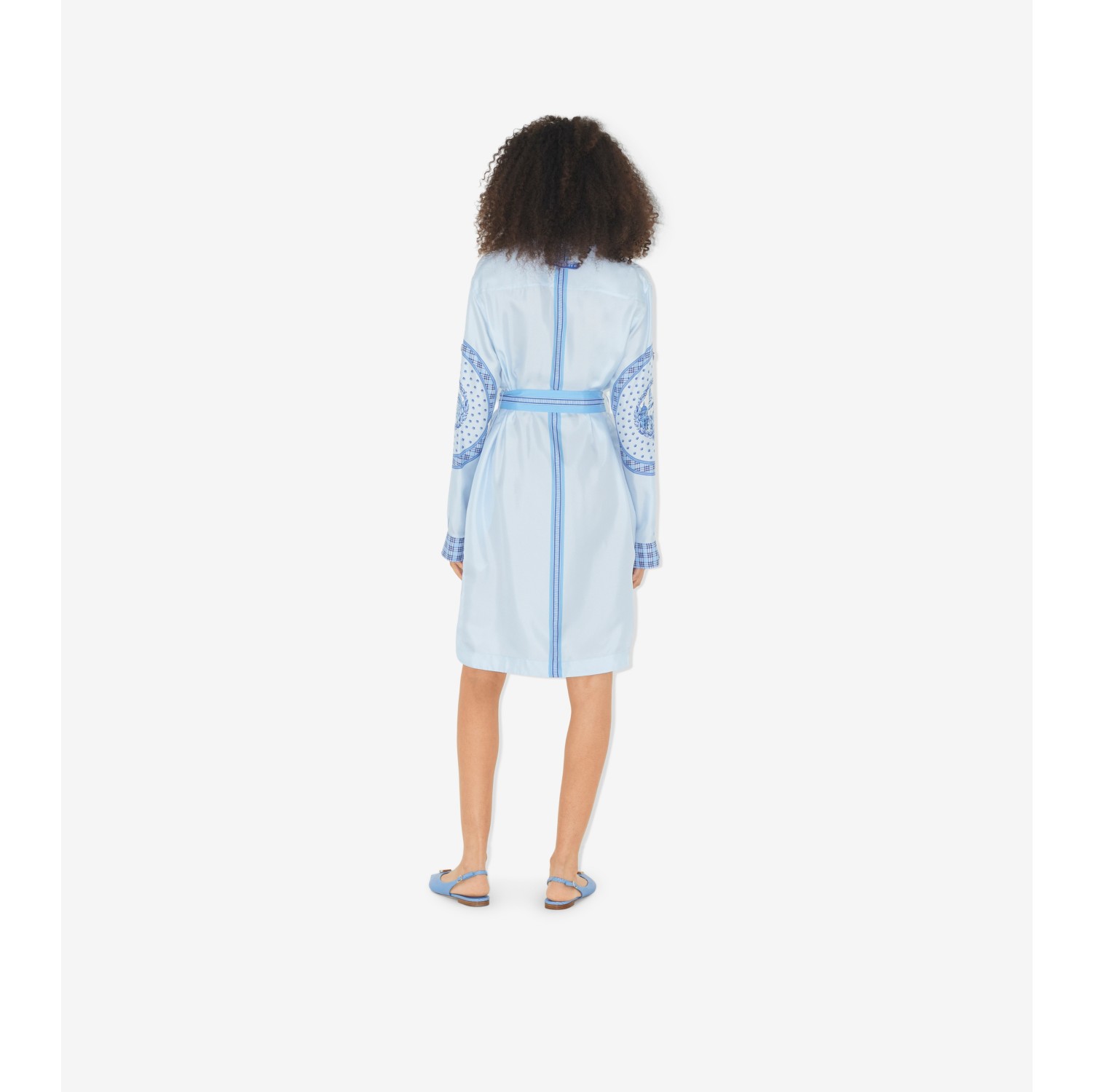 Monuments Print Silk Belted Shirt Dress in Foxglove Blue - Women | Burberry® Official