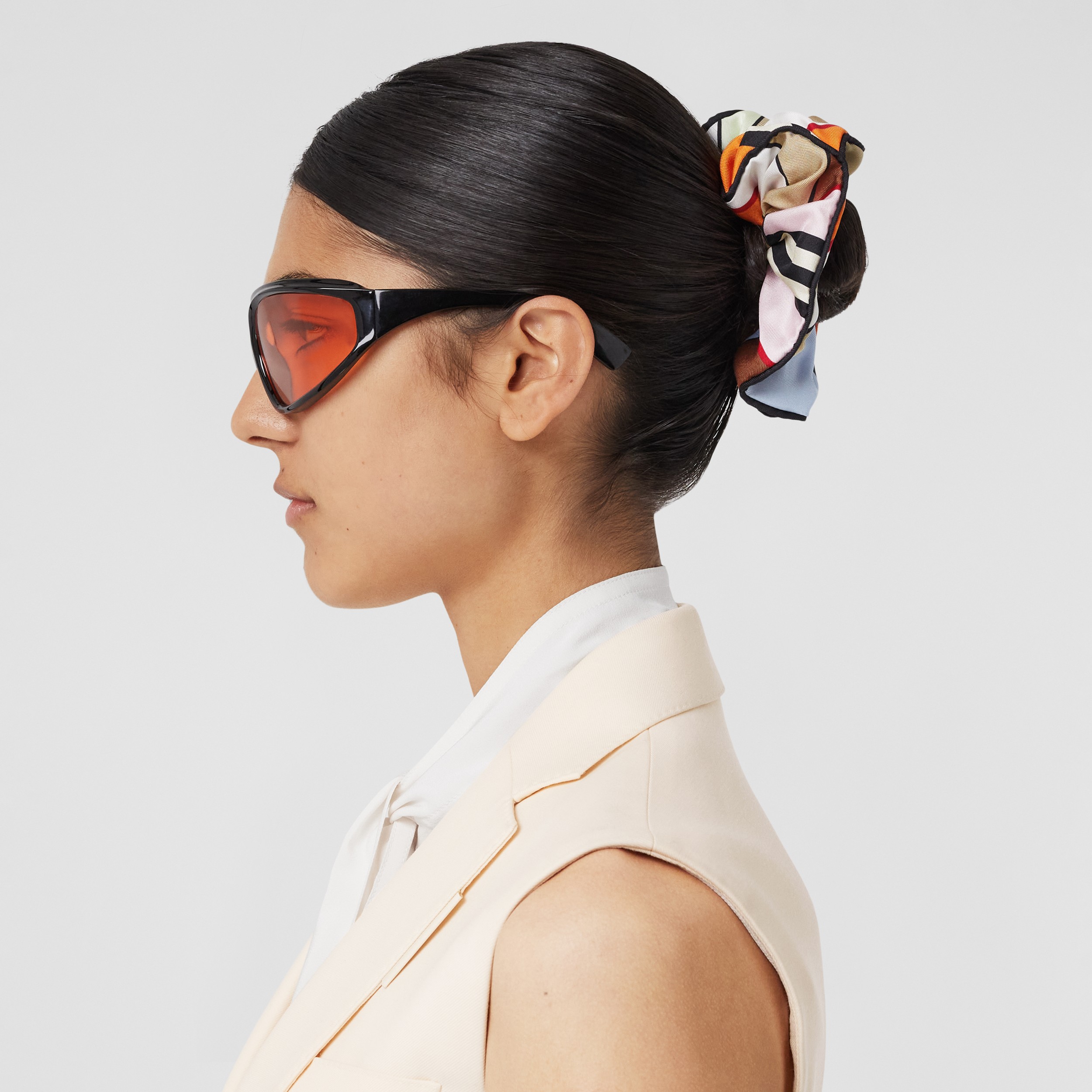 Montage Print Silk Twill Scrunchie in Multicolour - Women | Burberry® Official - 3