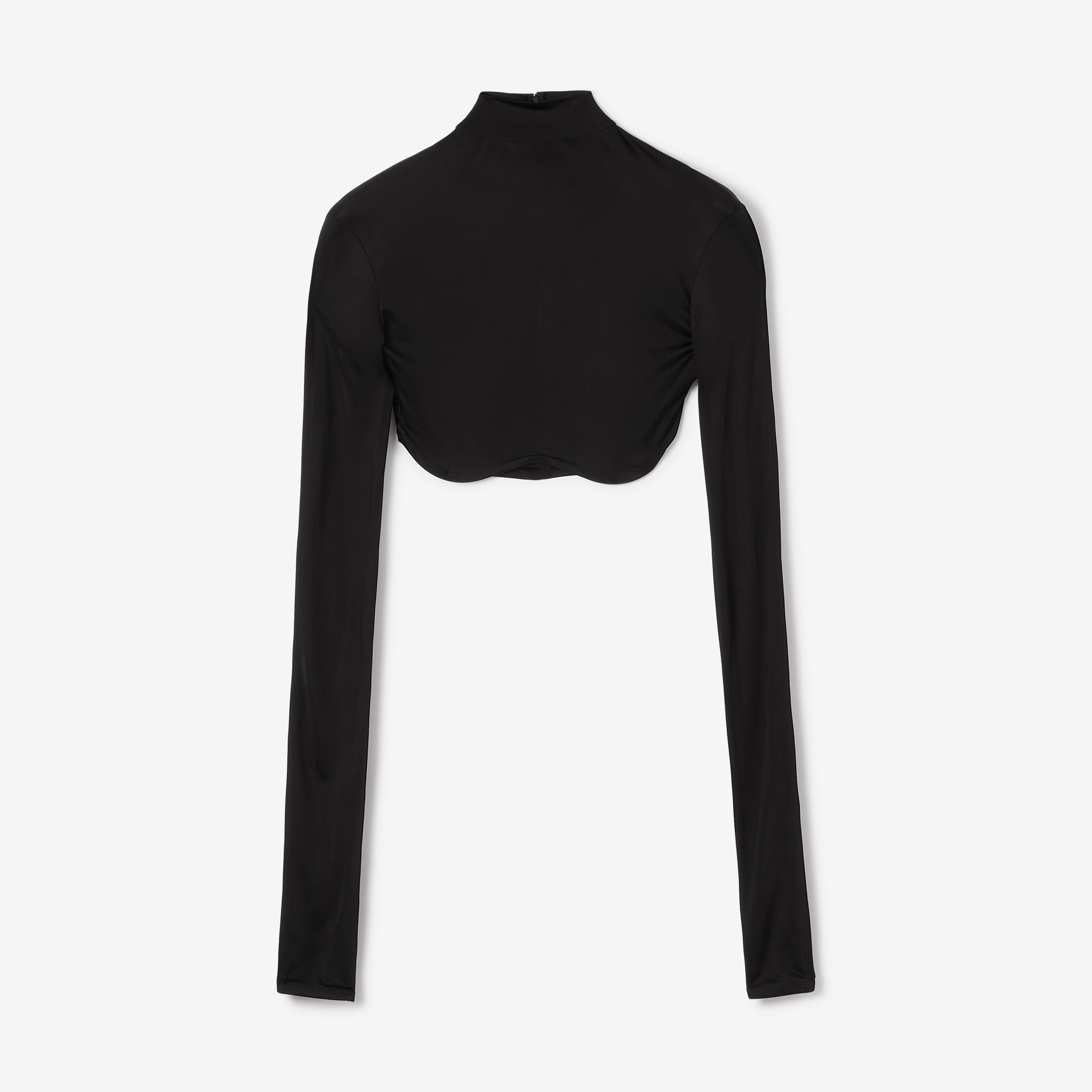 Long-sleeve Stretch Nylon Cropped Top in Black - Women | Burberry® Official - 1