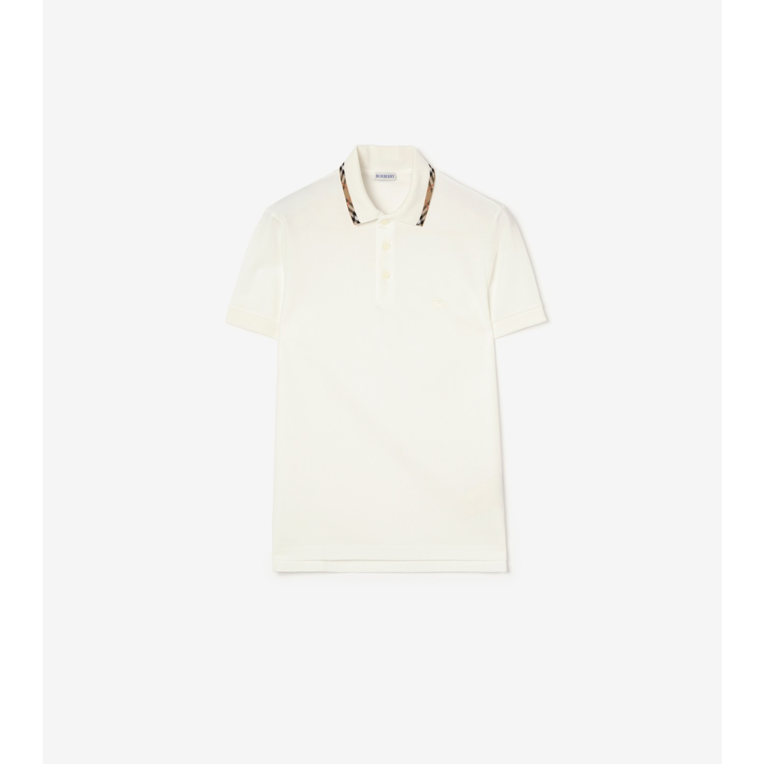 Check Trim Cotton Polo Shirt