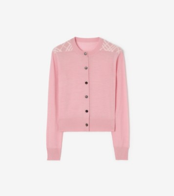 Burberry チェックパネル ウールシルクカーディガン (ベゴニアピンク) - ウィメンズ | Burberry®公式サイト