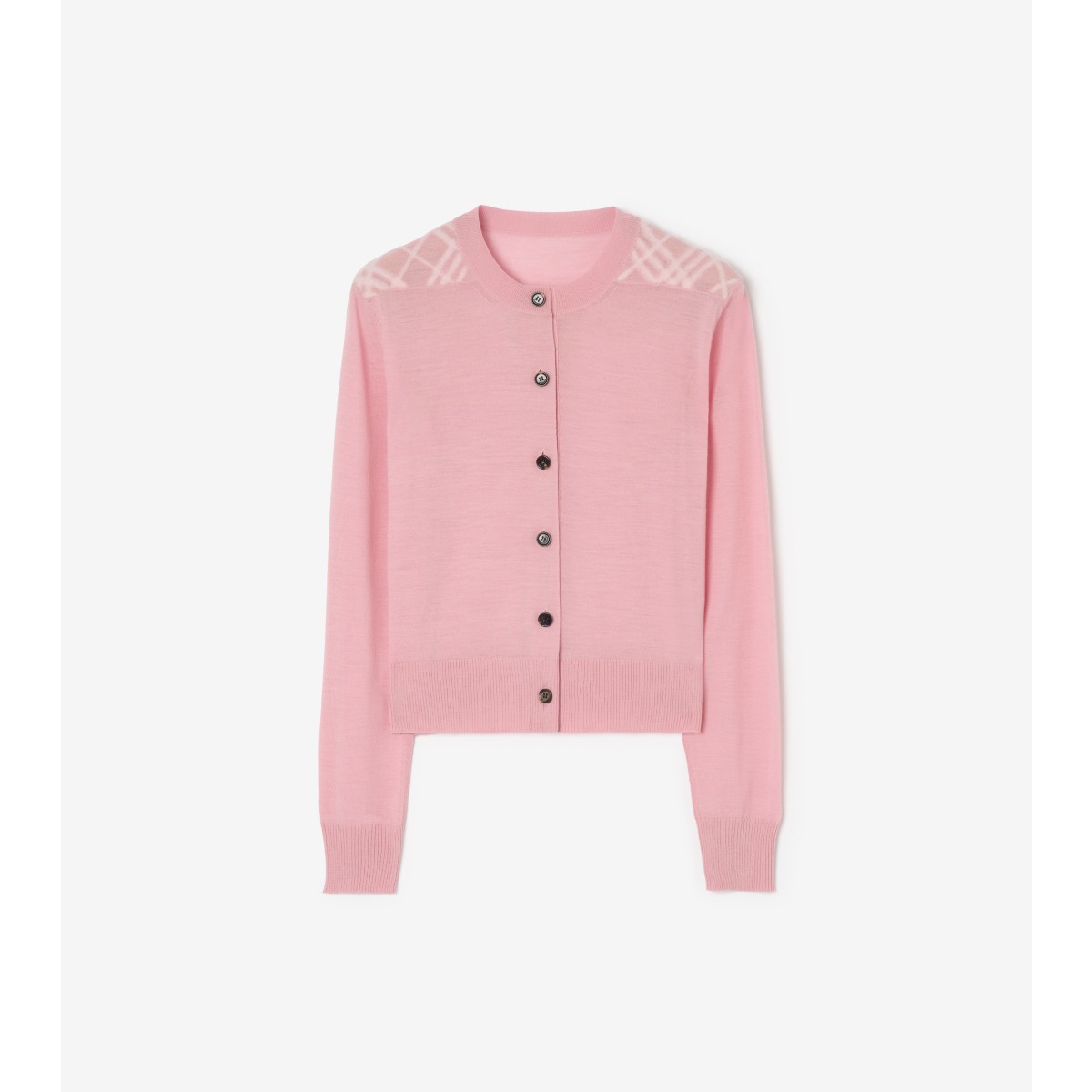  Check Panel Wool Silk Cardigan