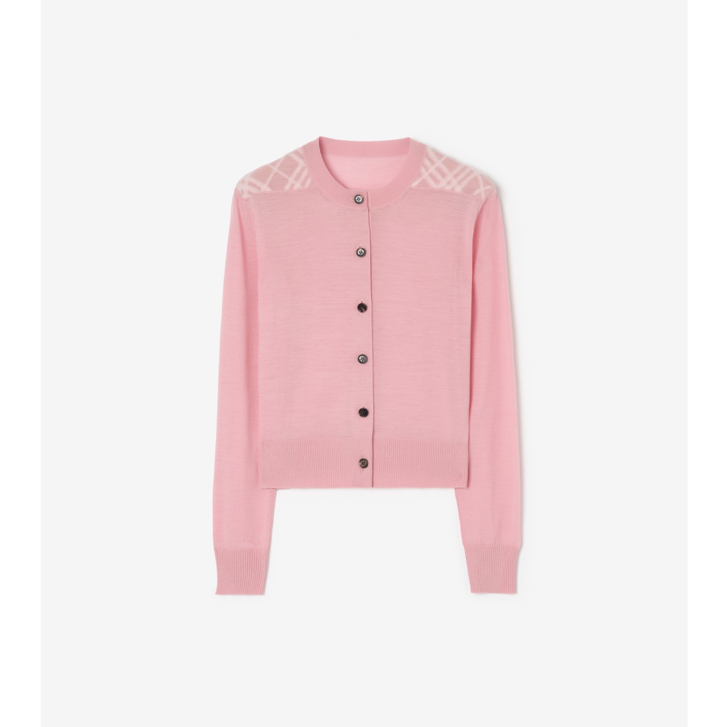 Check Panel Wool Silk Cardigan