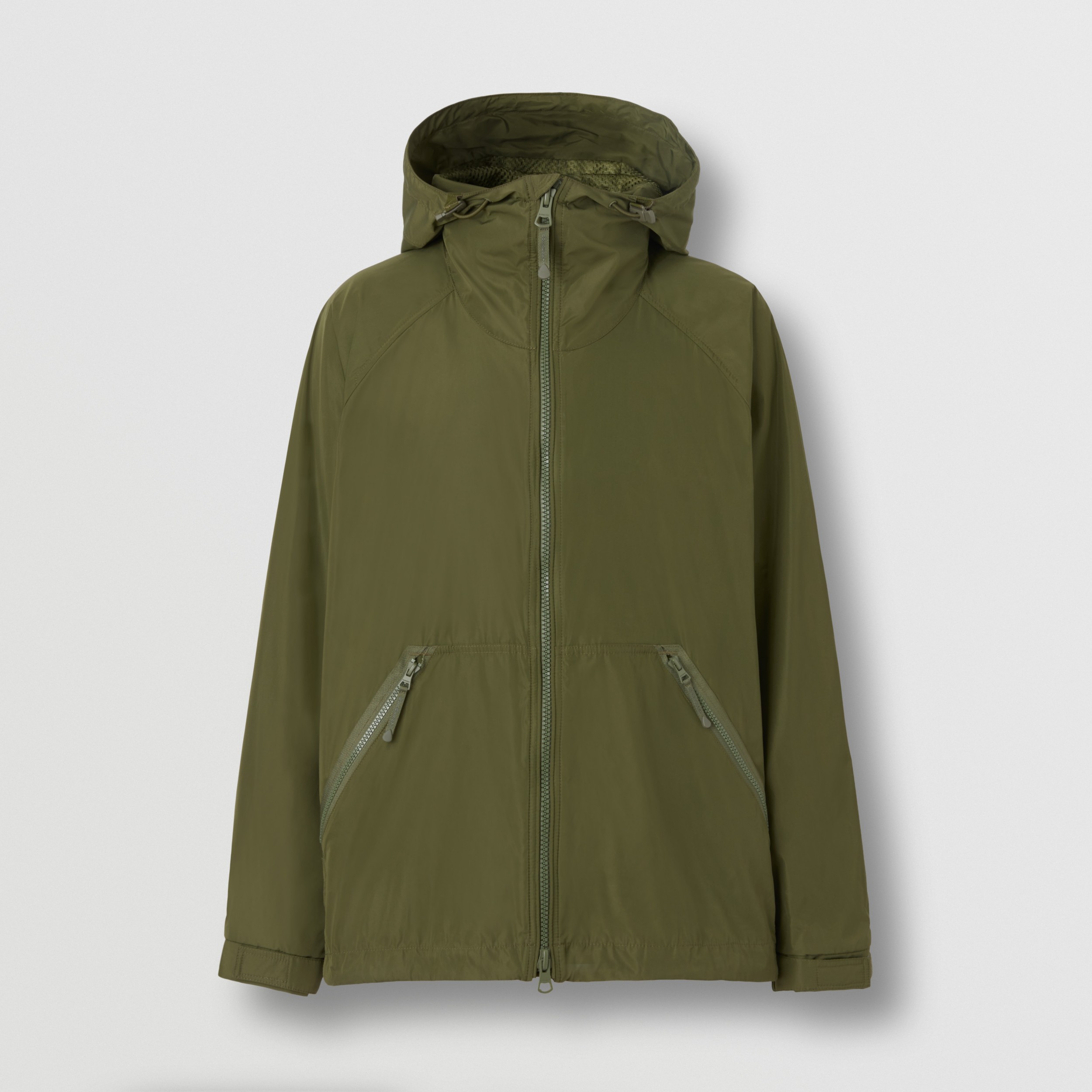 Logo Detail Packaway Nylon Hooded Jacket in Olive - Men | Burberry ...