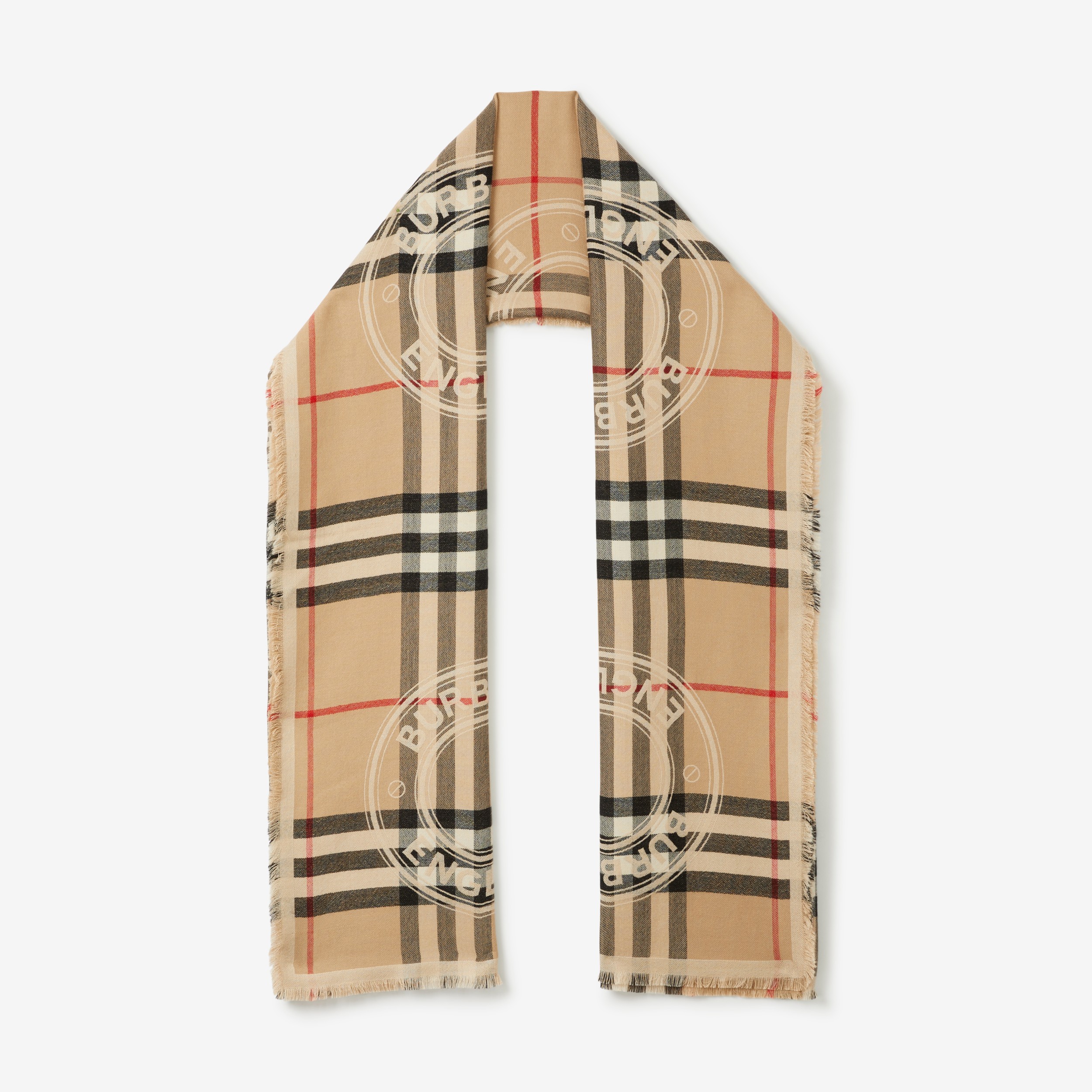 Pañuelo en seda y cachemir con estampado de montaje (Beige Vintage) |  Burberry® oficial