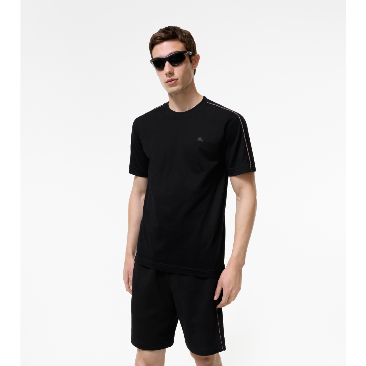 Check Piping Cotton T-shirt