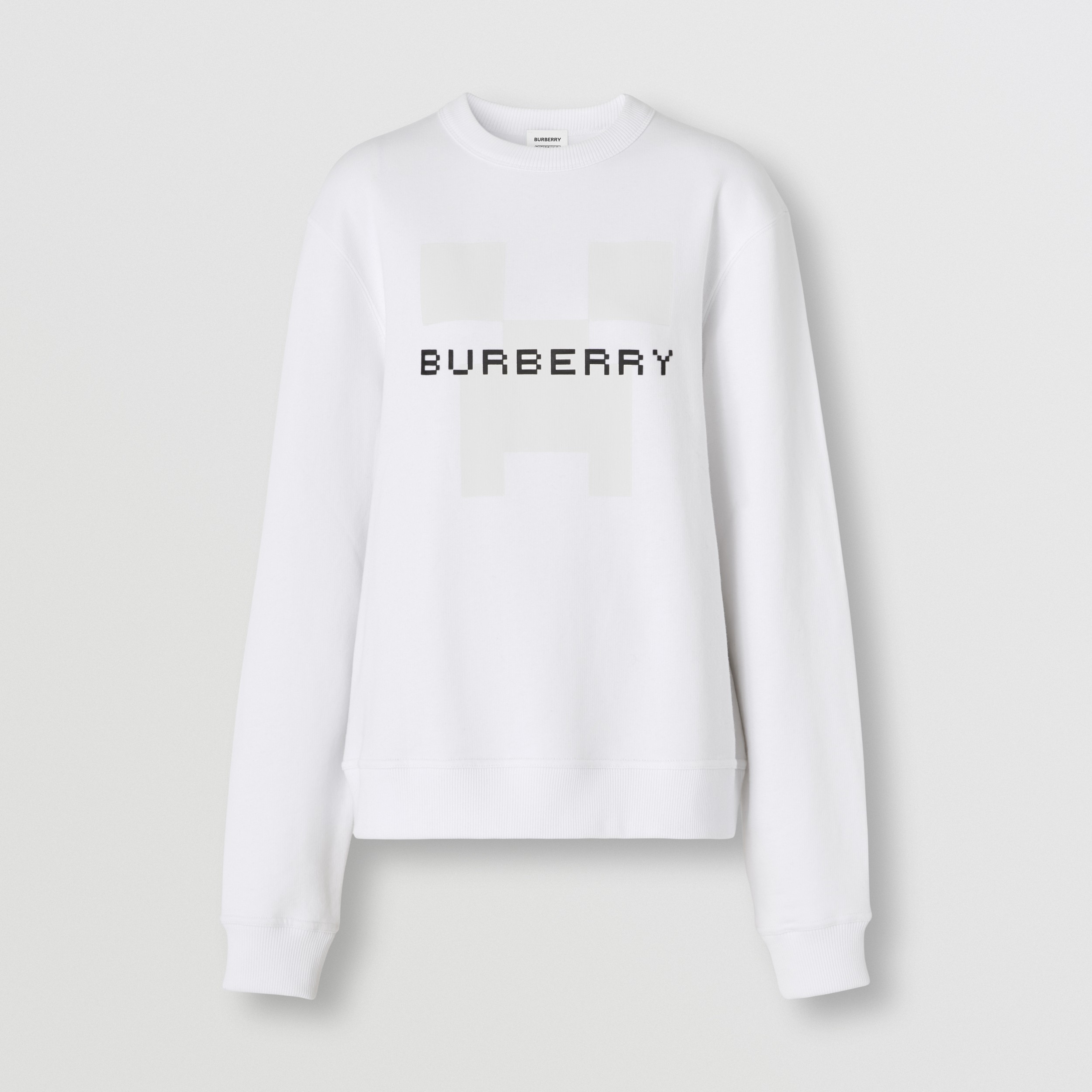 Logo Print Cotton Sweatshirt in White - Women | Burberry® Official - 4