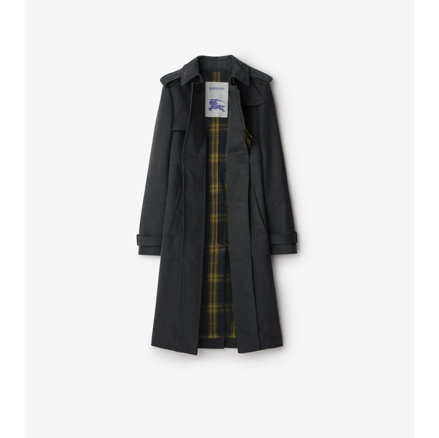 Long Cotton Nylon Trench Coat in Cinder Women Wool Burberry Official