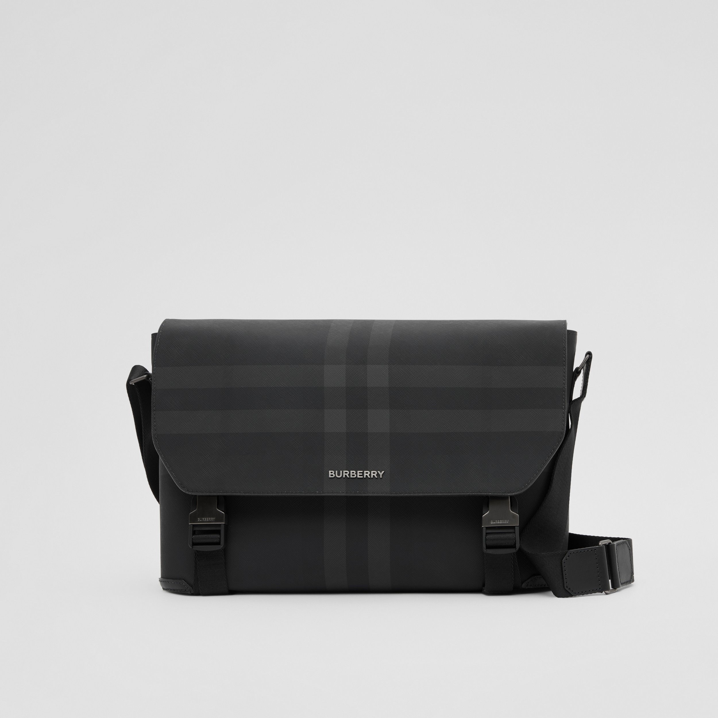 Charcoal Check and Leather Large Messenger Bag - Men | Burberry® Official - 1