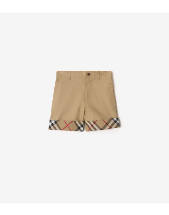 Check Turn-up Cotton Shorts