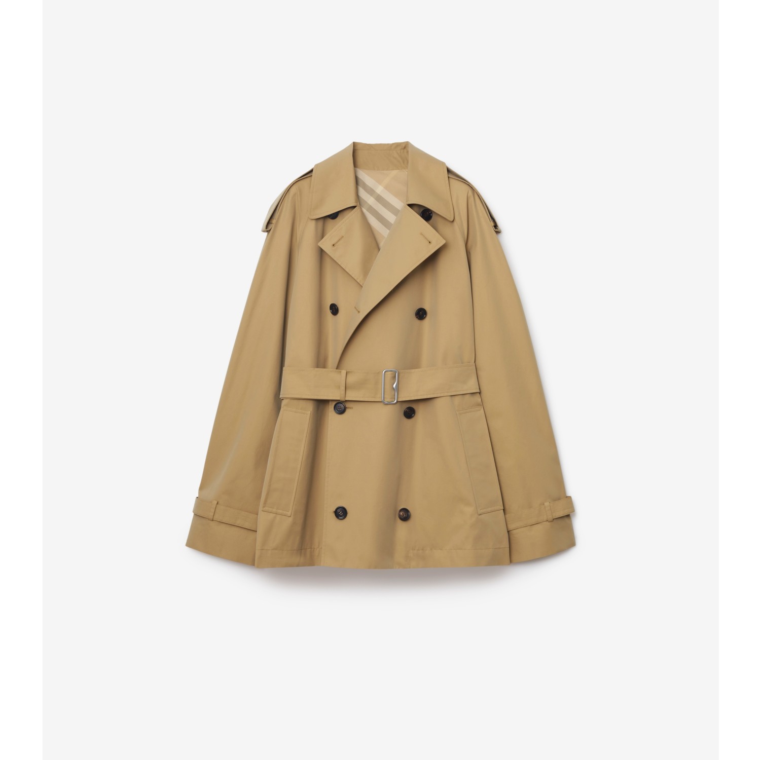 Short Gabardine Trench Coat in Flax Women Cotton Gabardine Burberry Official