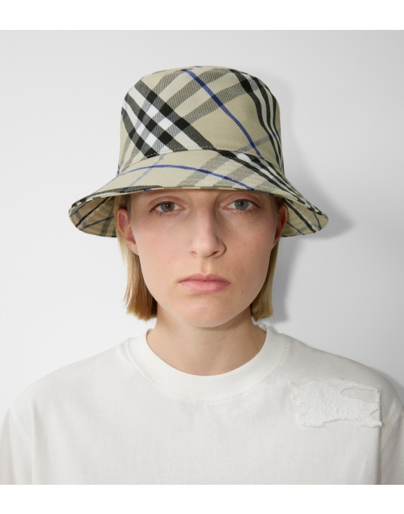 Check Cotton Blend Bucket Hat