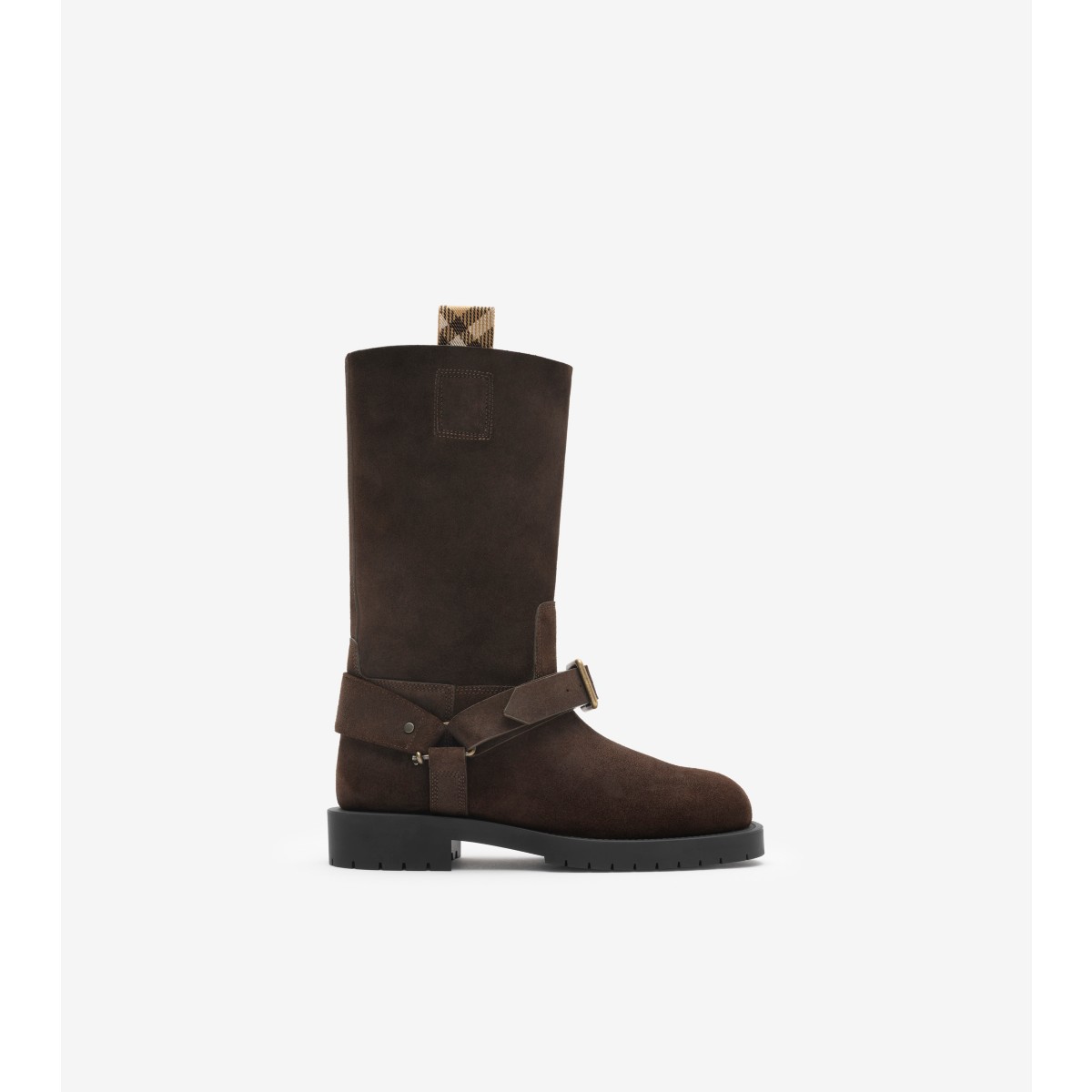  Check Leather Soft Saddle Low Boots​