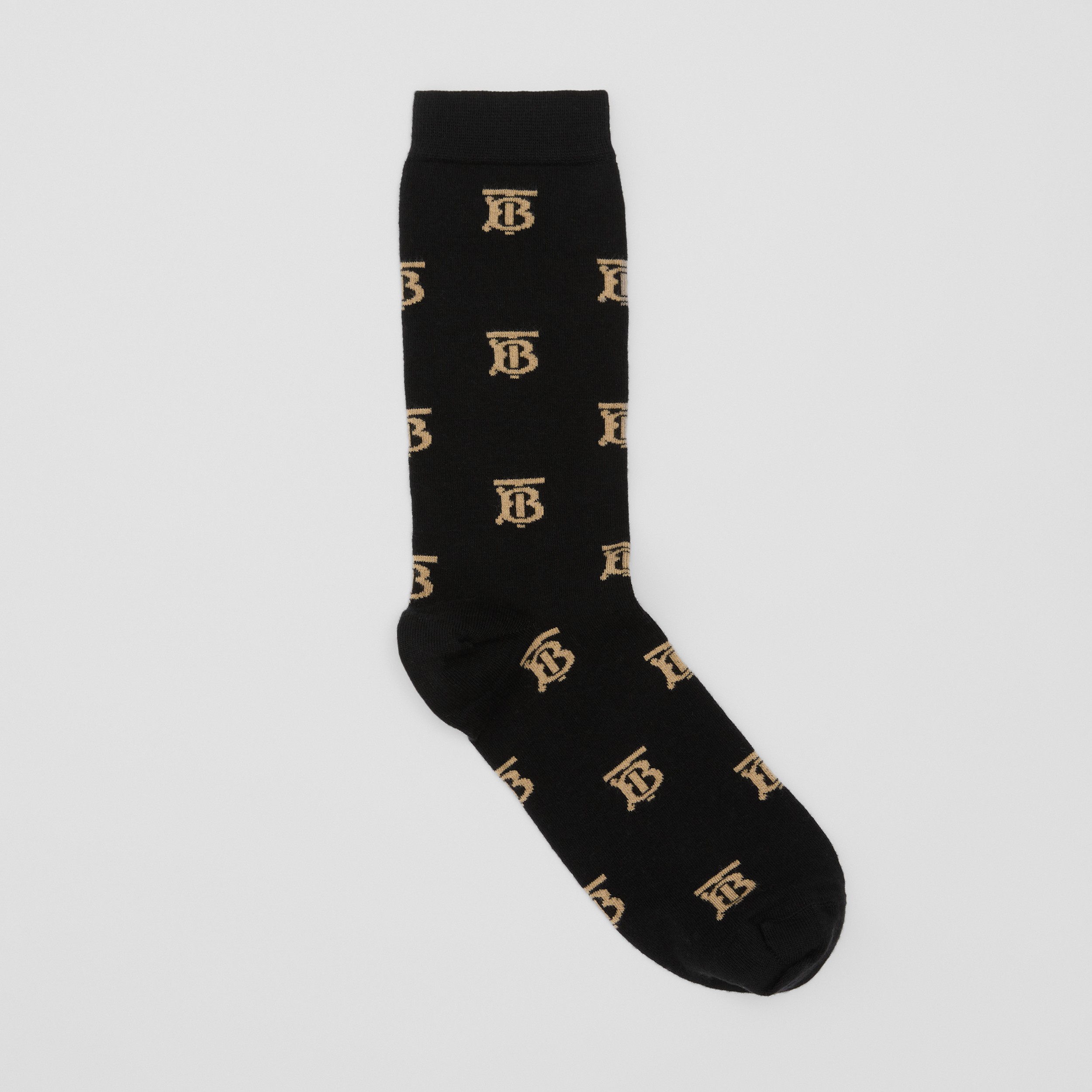 Monogram Motif Cotton Cashmere Blend Socks in Black | Burberry® Official - 1