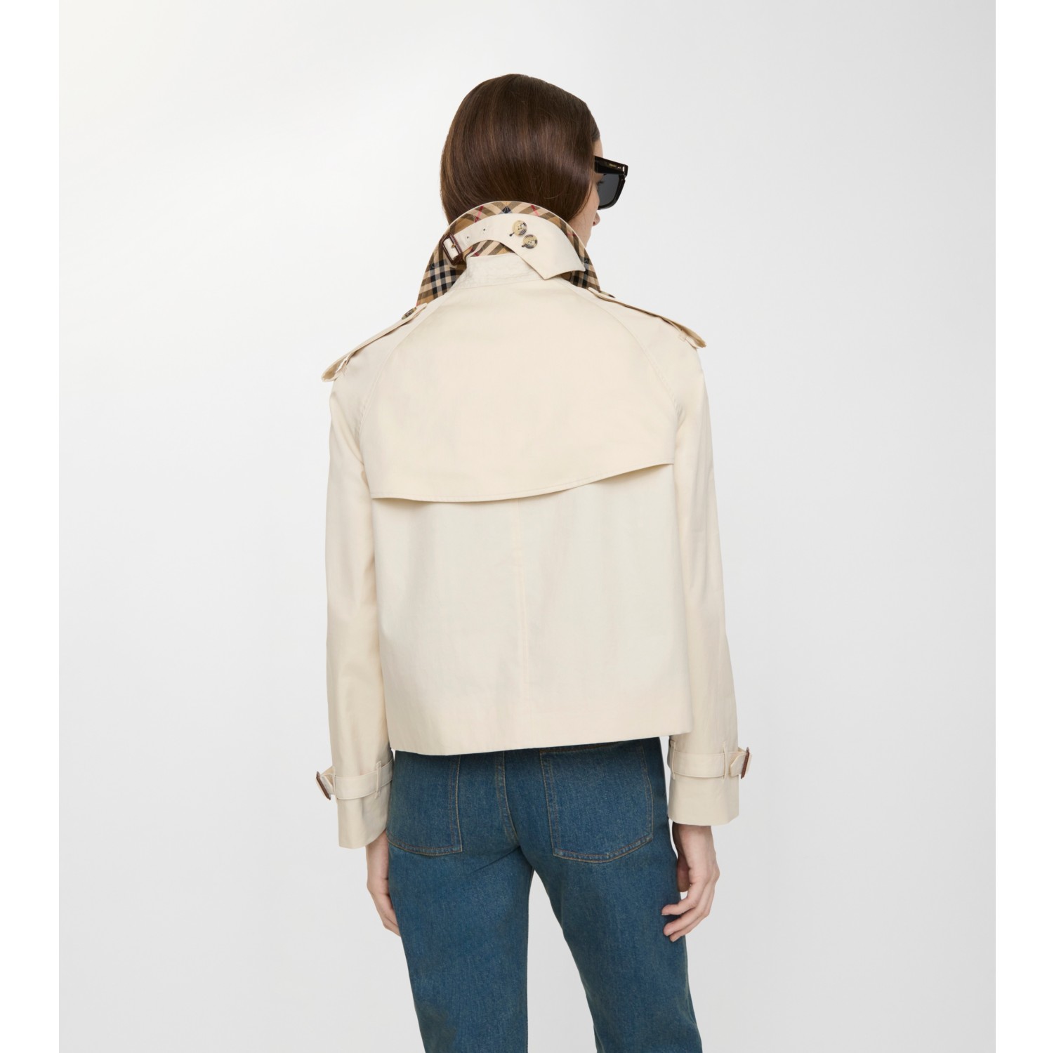 Cropped Tropical Gabardine Mayfair Trench Jacket in Clam beige - Women | Burberry® Official