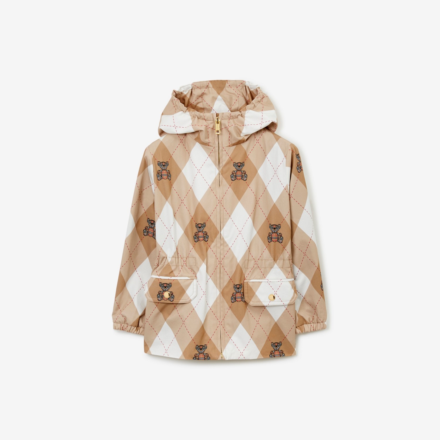 Thomas Bear Argyle Print Cotton Jacket in Soft Fawn | Burberry® Official
