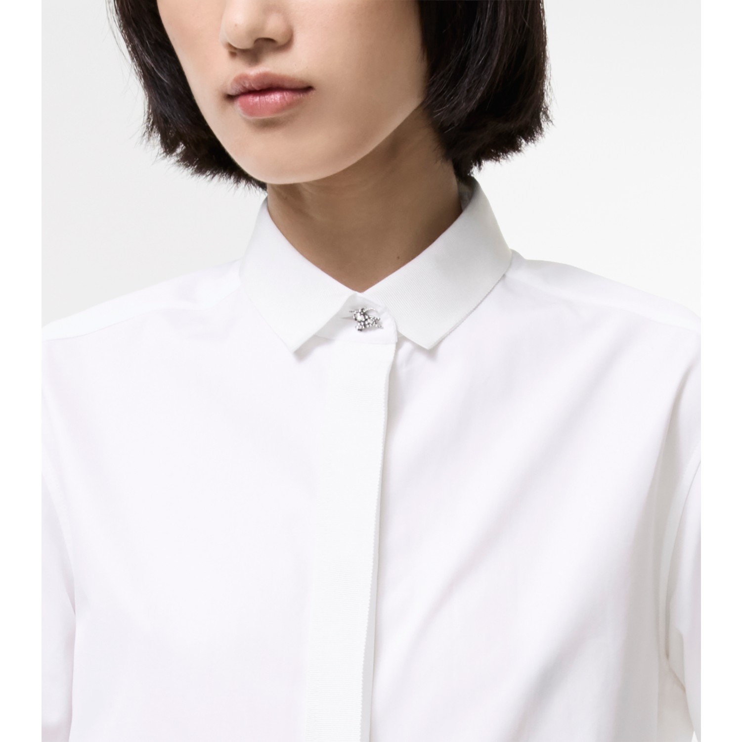 Classic Fit Grosgrain Trim Cotton Shirt in Optic white - Women | Burberry® Official