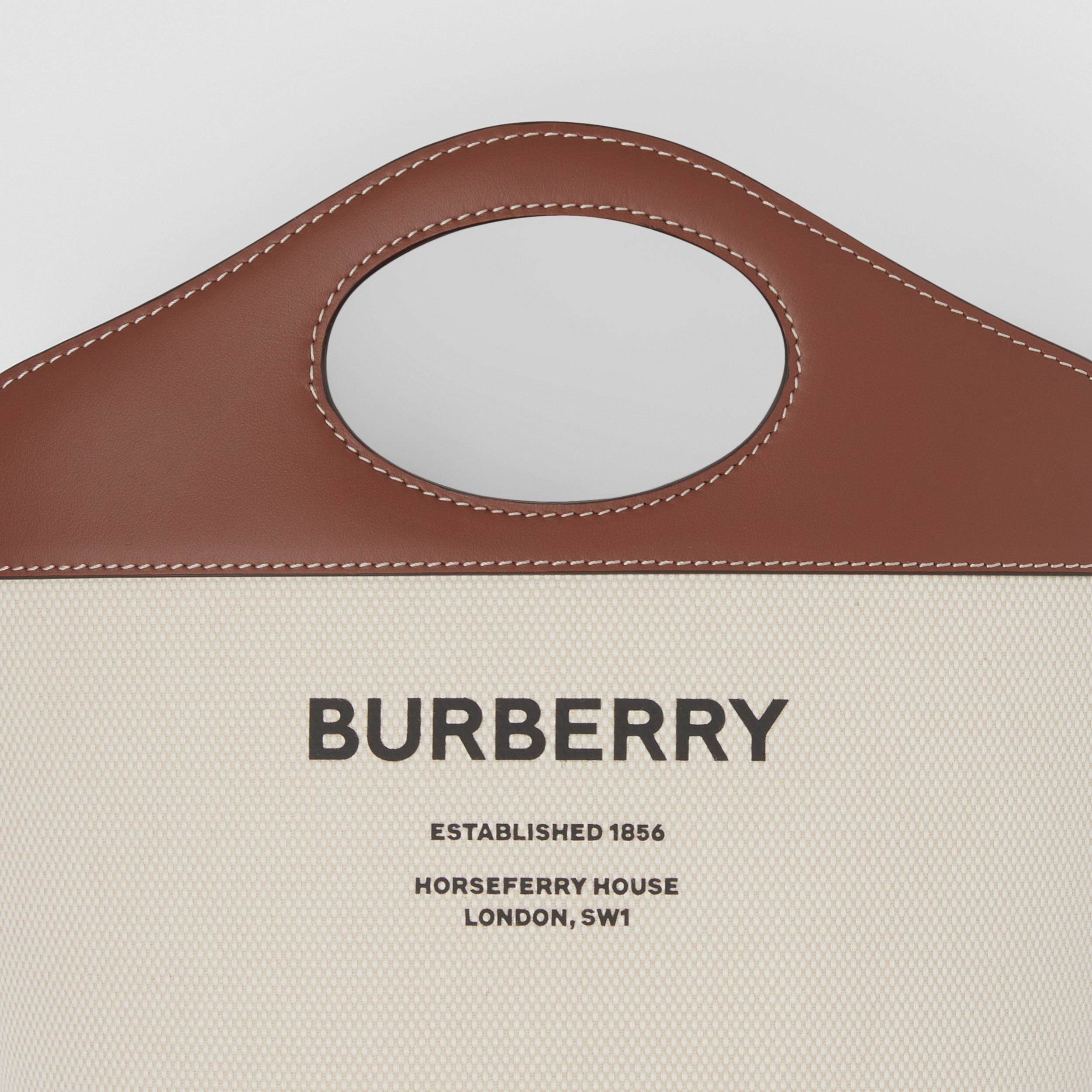 Two-tone Canvas and Leather Small Pocket Bucket Bag in Natural/tan - Women | Burberry® Official - 2